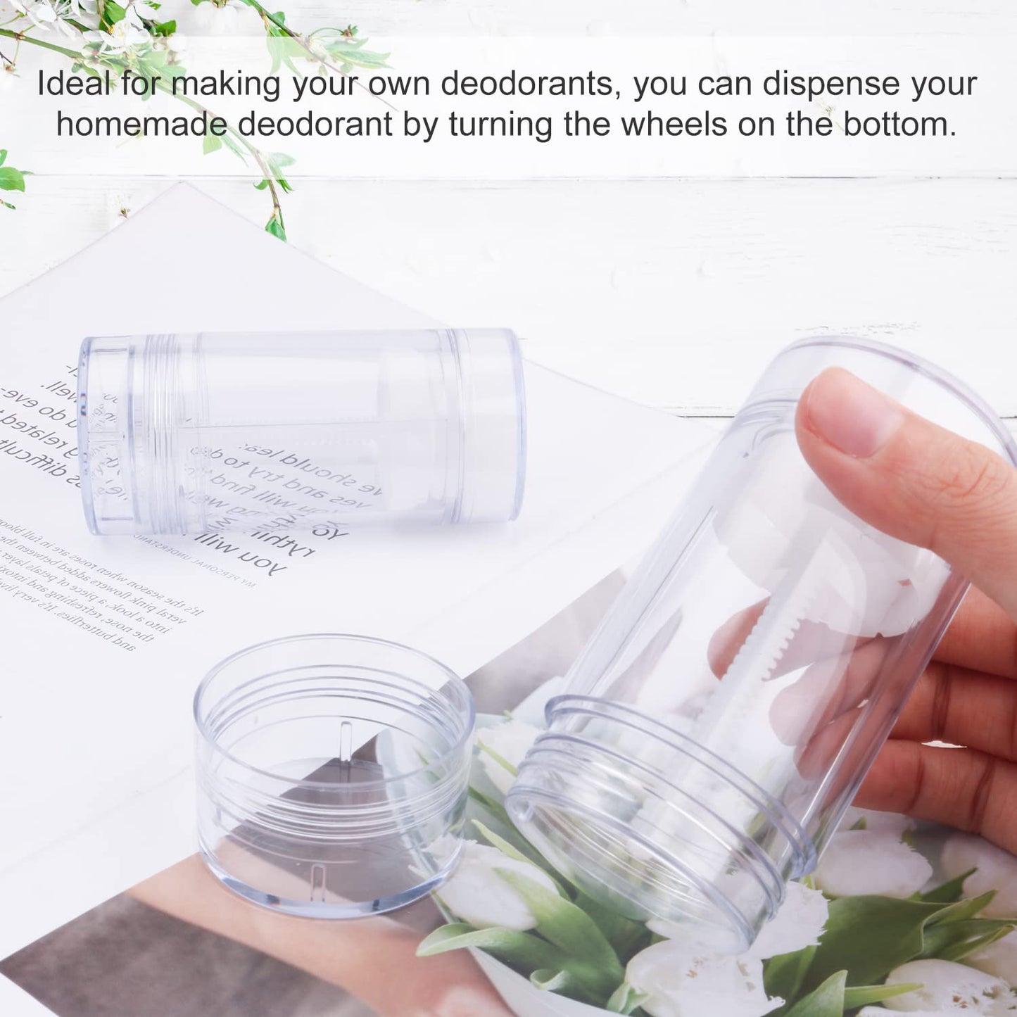 Cositina 8 PCS 75ml/2.5oz Plastic Deodorant Containers Empty Refillable Deodorant Stick Bottles Round Clear Twist Up Bottom Filling Lip Balm Tubes for DIY Crayon Chapstick