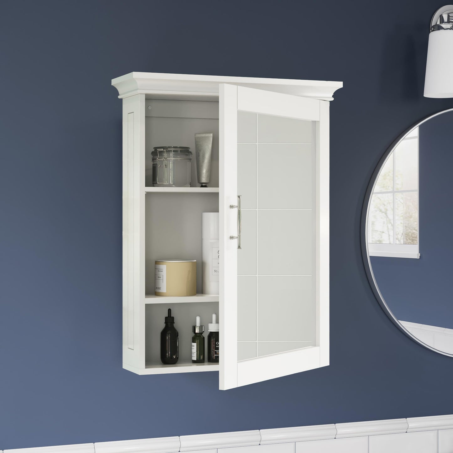 RiverRidge Somerset Wall Cabinet with Mirror Medicine Cabinet with Soft-Close Hinges & Adjustable Shelf Bathroom Mirror with Storage Shelves