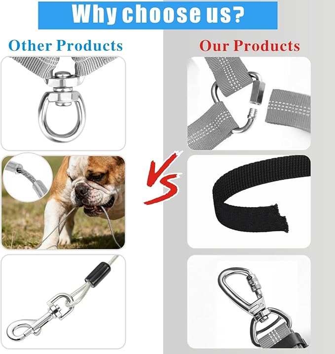 Idepet Dog Seat Belt for Car, 2 Pcs Stainless Steel Chew Proof Dog Seatbelt, 3 in 1 Dog Harness for Car Safety Seat Belt, Heavy Duty Pet Car Seat Belt for Medium & Large Dogs (Grey+Grey)