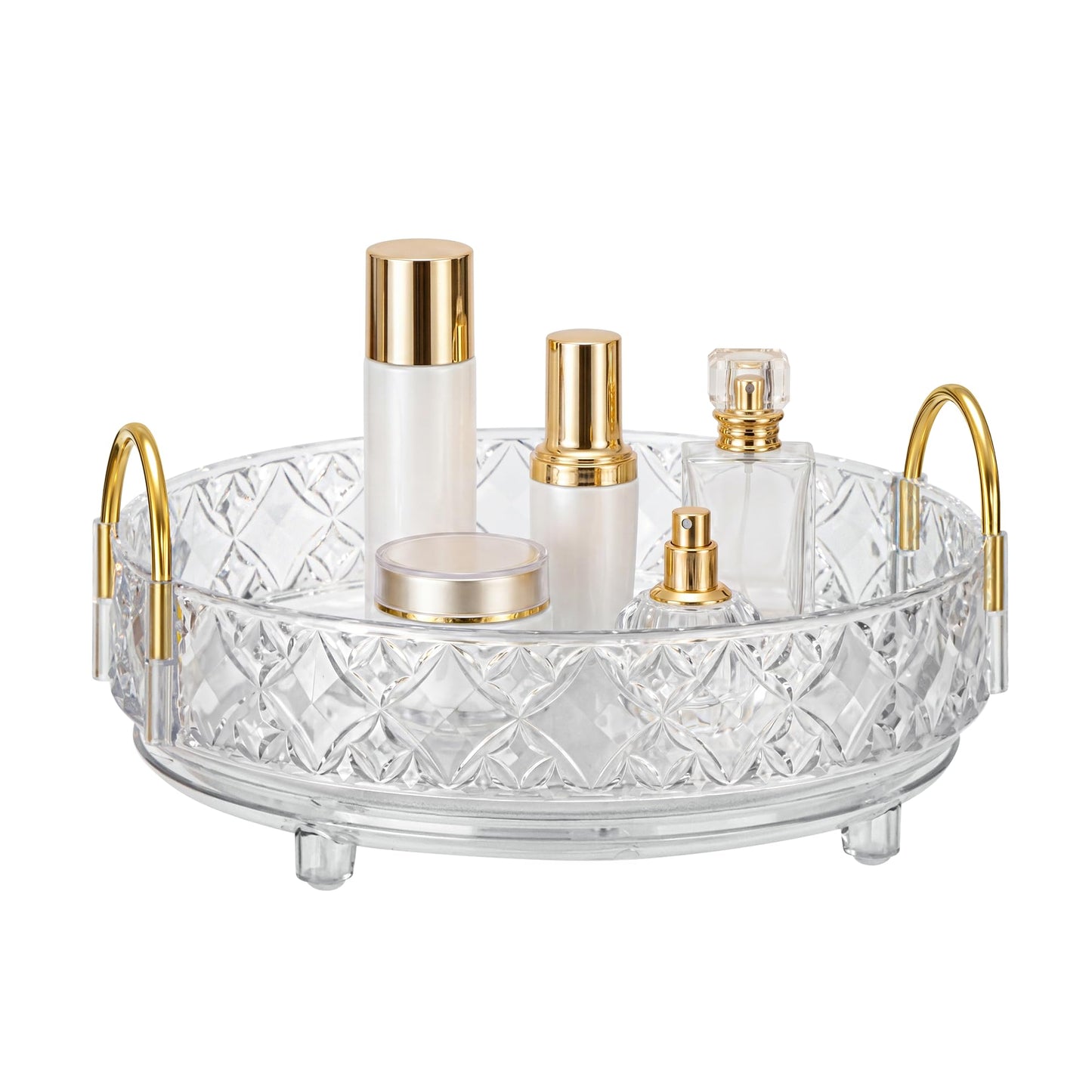 LAREKUN 360 Rotating Makeup Organizer for Vanity,Adjustable Perfume Organizer for Dresser, Multi-Function Spinning Cosmetics Skincare Storage for Bedroom, Dresser, Countertop, Clear