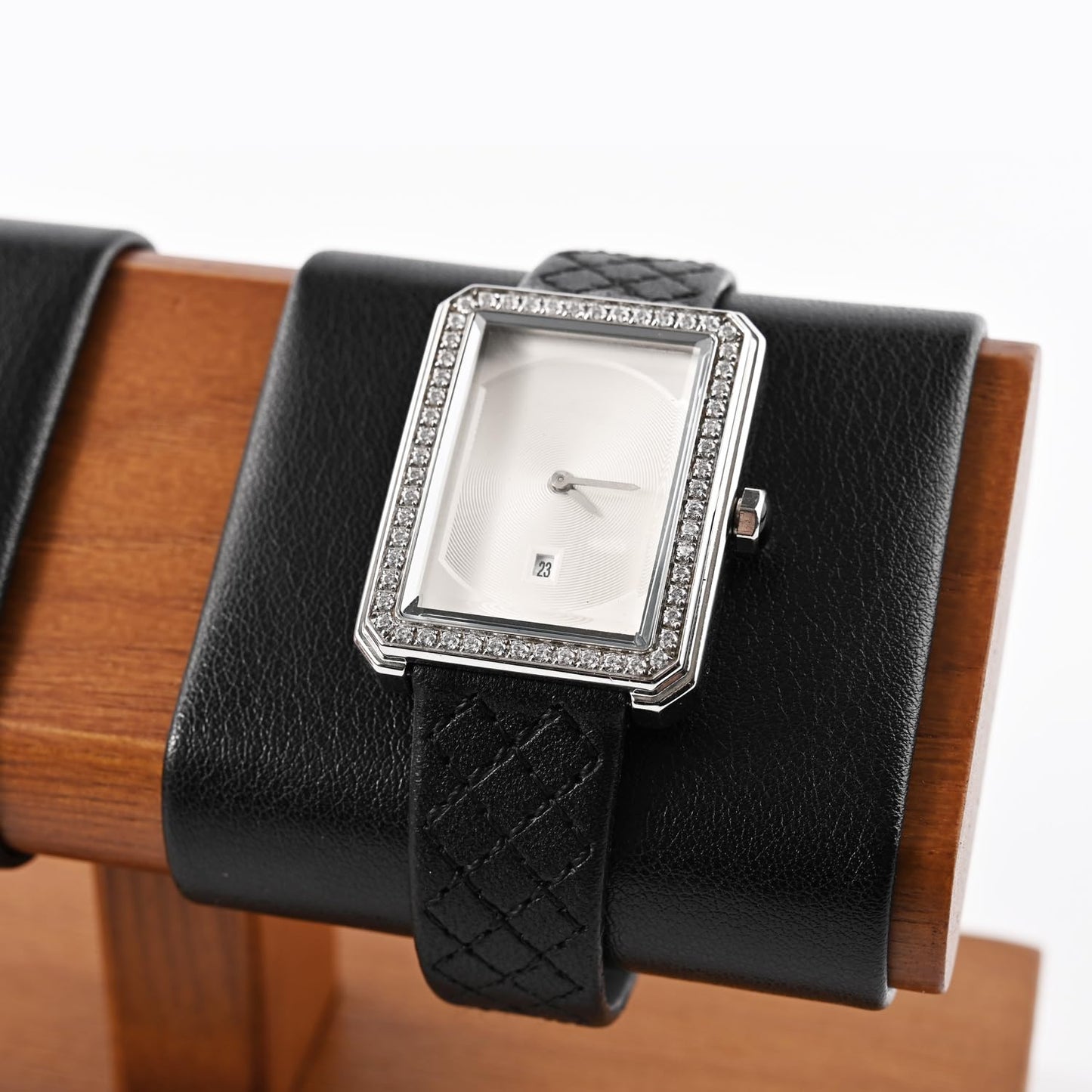 Oirlv Solid Wood Double Watch Display Stand Watch Bracelet Organizer（Black）