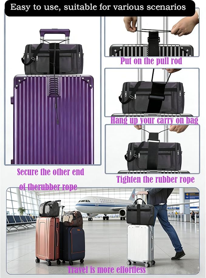 Multi Use Strong Adjustable Luggage Connector Straps， Elastic Adjustable Luggage Strap, Multifunctional Elastic Luggage Strap with Buckle, Convenient to Carry, Easy to Travel (colorful-5PCS)