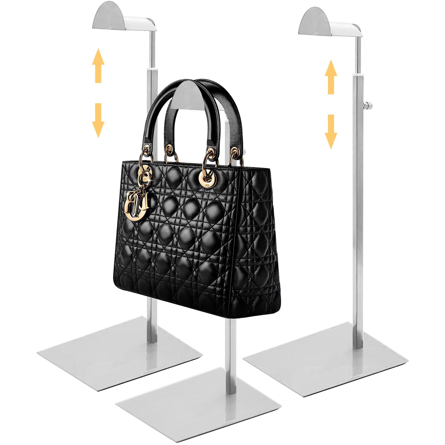 Royxen 3 Pack Purse Holder, Purse Display Stand with Adjustable Height, Bag Stands for Display, Stainless Steel Purse Rack for Bags Organizer (Silver)