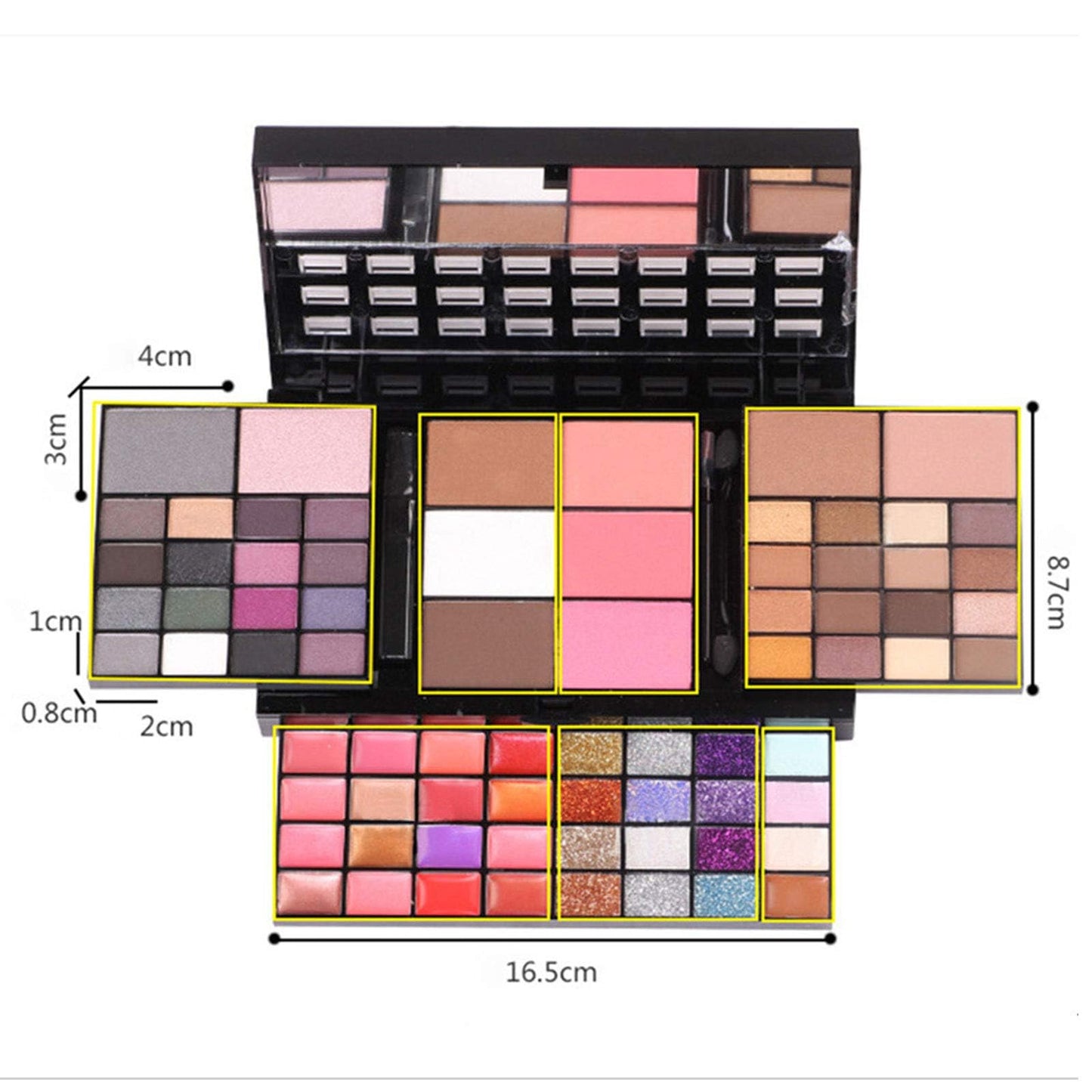 Makeup Kit for Women Full Kit including 36 Eyeshadow Make up,16 Lip Gloss,12 Glitter Cream, 4 Concealer, 3 Blusher,1 Bronzer, 2 Highlight and Contour - All in One Make-up Kit 74 Colors