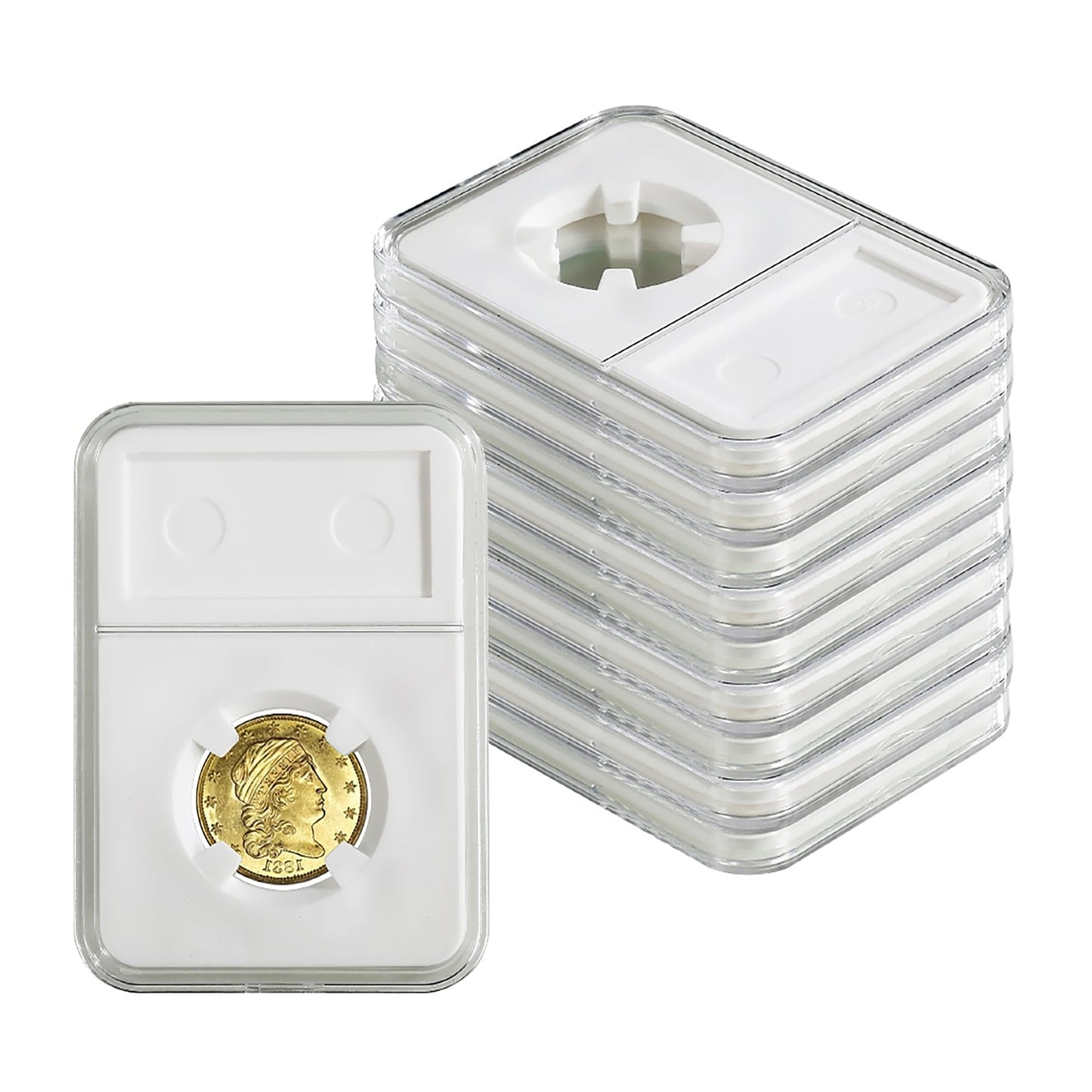 10-Pack 30mm Coin Slab Holder for Kennedy JFK Half Dollars, Clear Acrylic