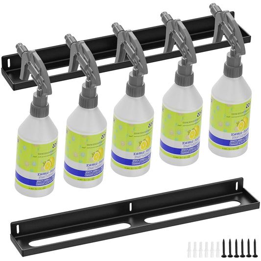 FaloStwer Spray Bottle Holder Wall Mount,14 Inch Metal Universal Lightweight Organizer Holds 6 Spray Bottle Organizer for Garage Storage Car Wash Auto Detailing Tools Organizer