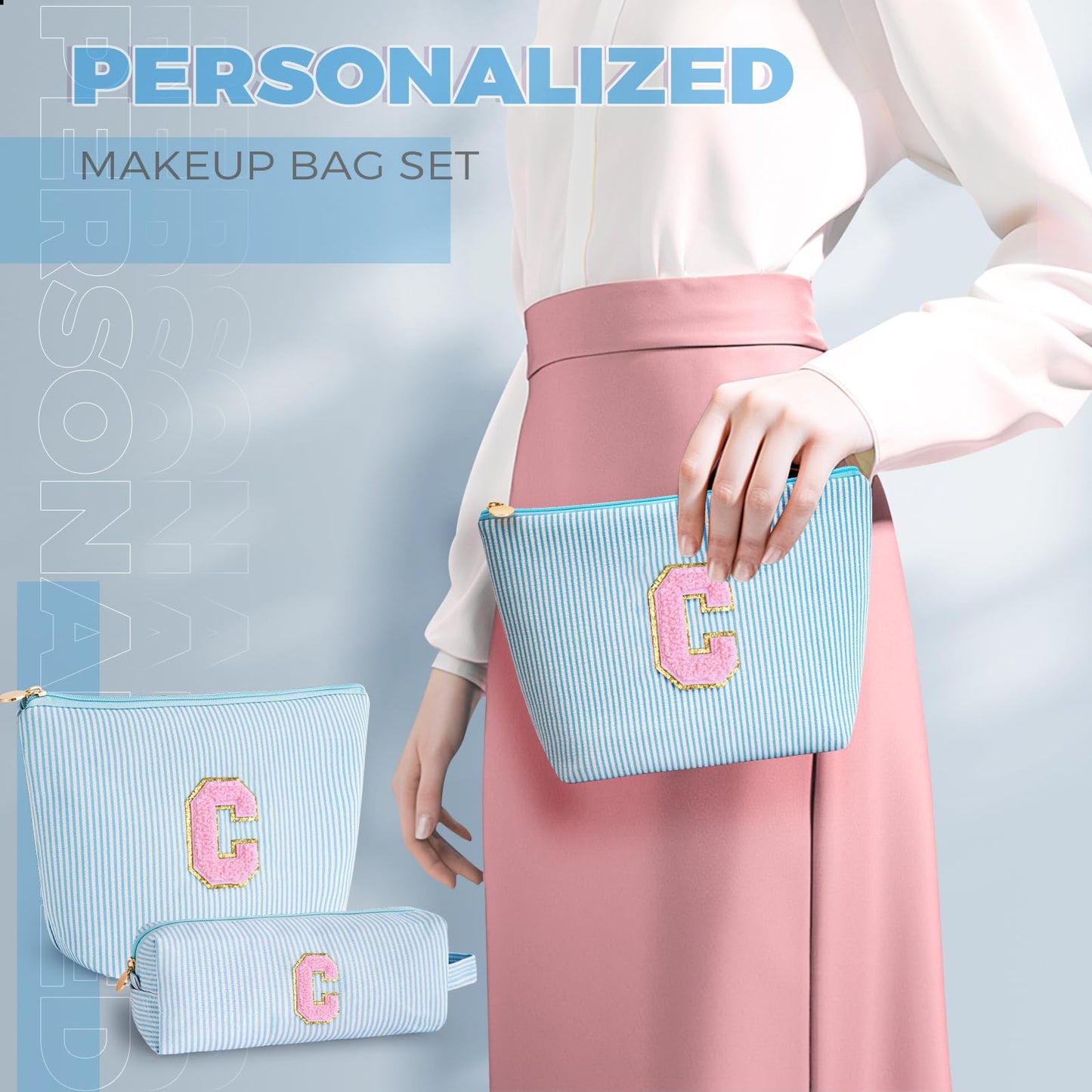 Btffitting Gifts for Teen Girls Women - Birthday Gifts for 10 11 12 13 14 15 16 17 18 Years Old Girl,Makeup Bag Cosmetic Bag,Teacher Gift Trendy Stuff Toiletry Bag - Blue,C