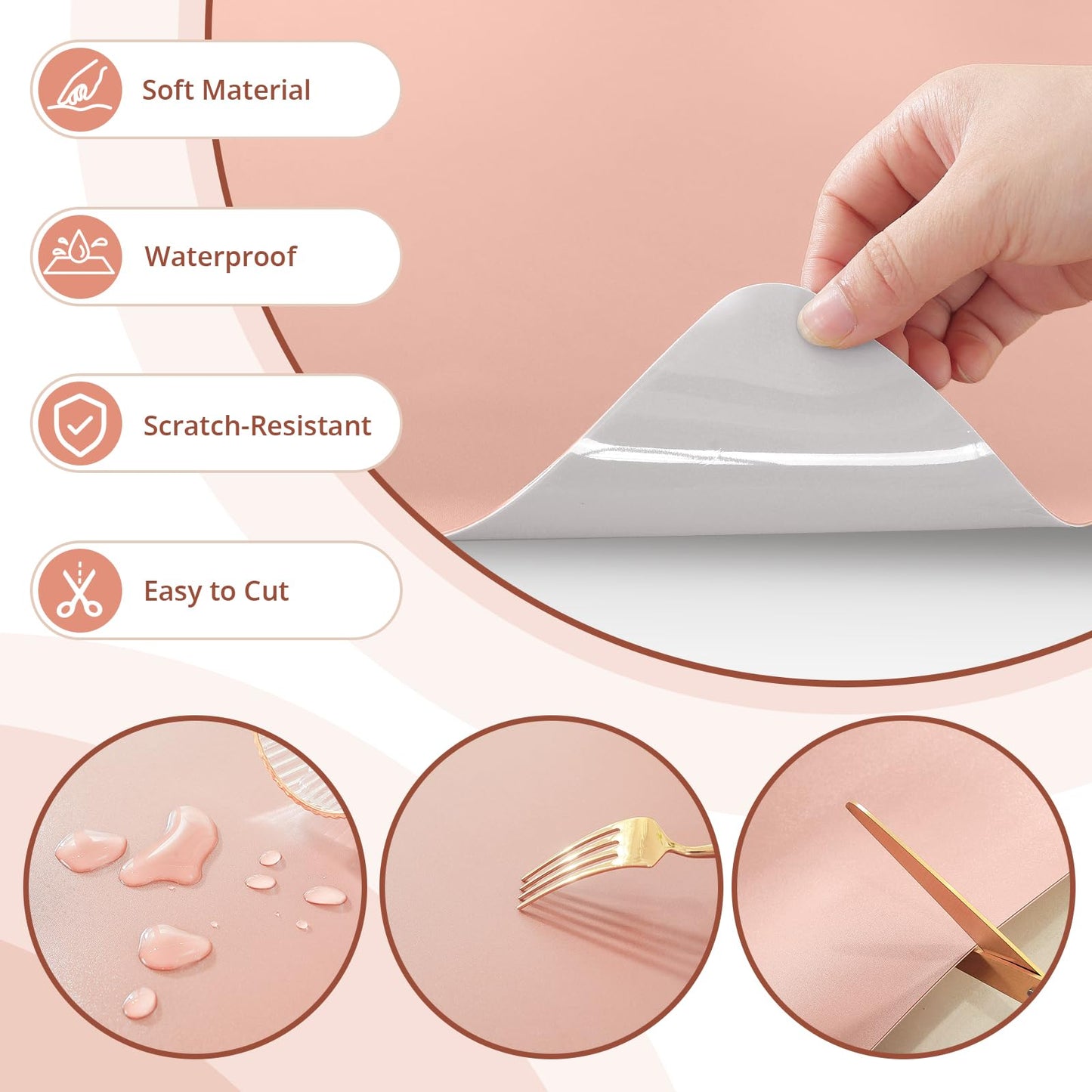 LovePads Makeup Mat for Vanity, 14 x 24 Dual-Sided Desk Pad & Vanity Cover Top, Waterproof PVC Protector Mat for Dresser, Nail Art, Craft Table (Pink+Silver)