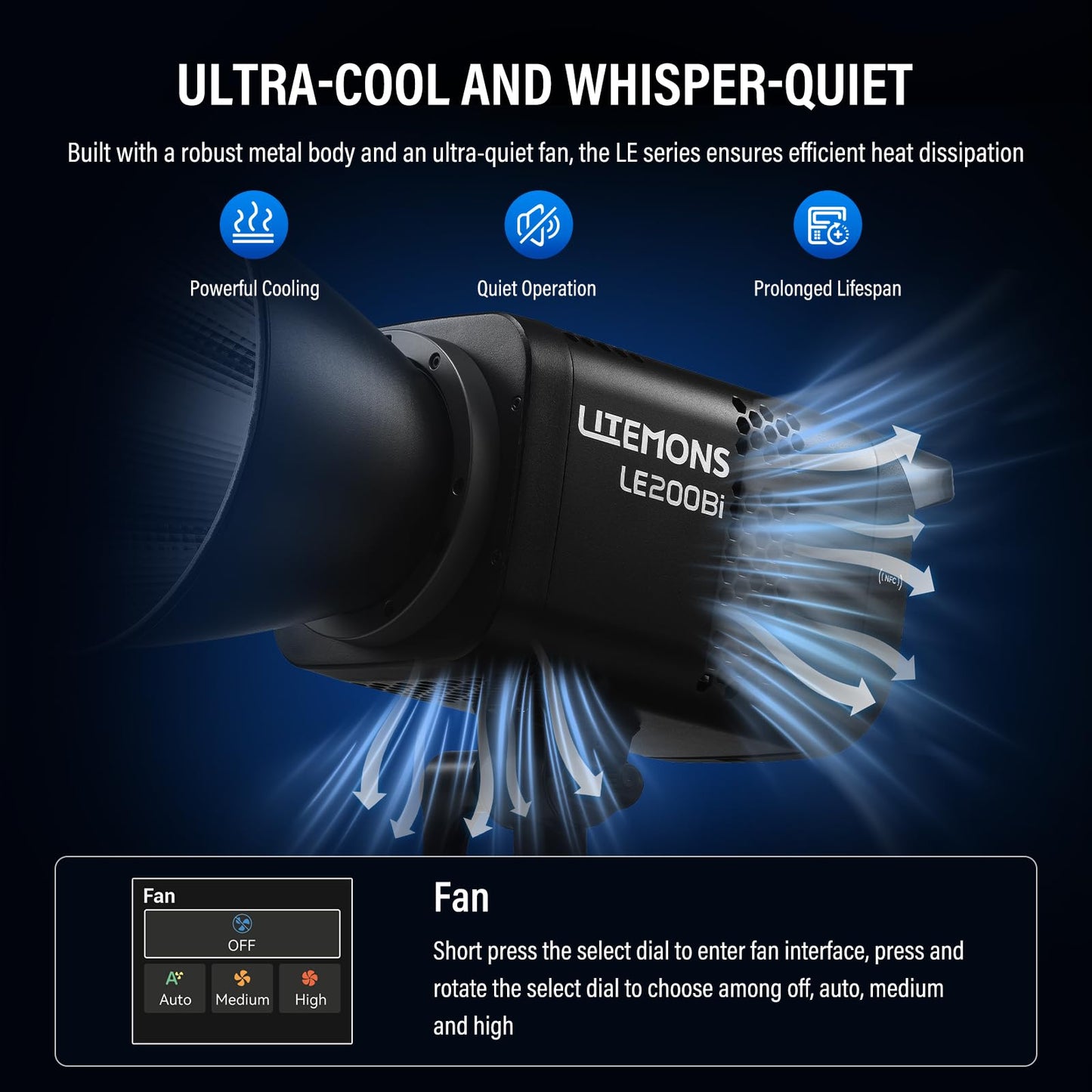 Godox Litemons LE200Bi Bi-Color LED Video Light Kit with Softbox Light Stand Reflector CRI 98+, 2800K-6500K, 57700 Lux Output, DMX/App Control for Studios Ultra Quiet for Content Creation