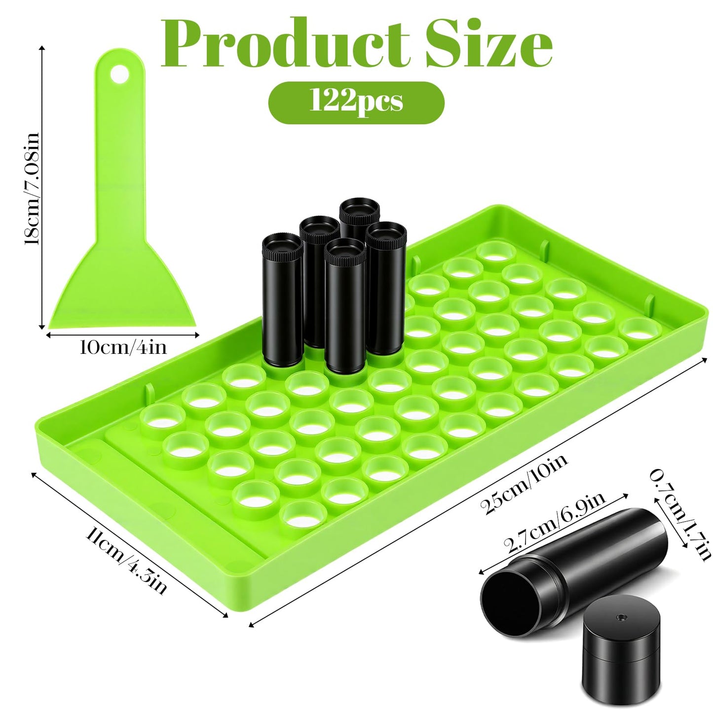 122Pcs Lip Balm Tubes Empty 5ml/0.17oz with Filling Tray & Spatula, Black Refillable Twist-Up Containers for DIY Lip Gloss, Salve, Portable Travel Size