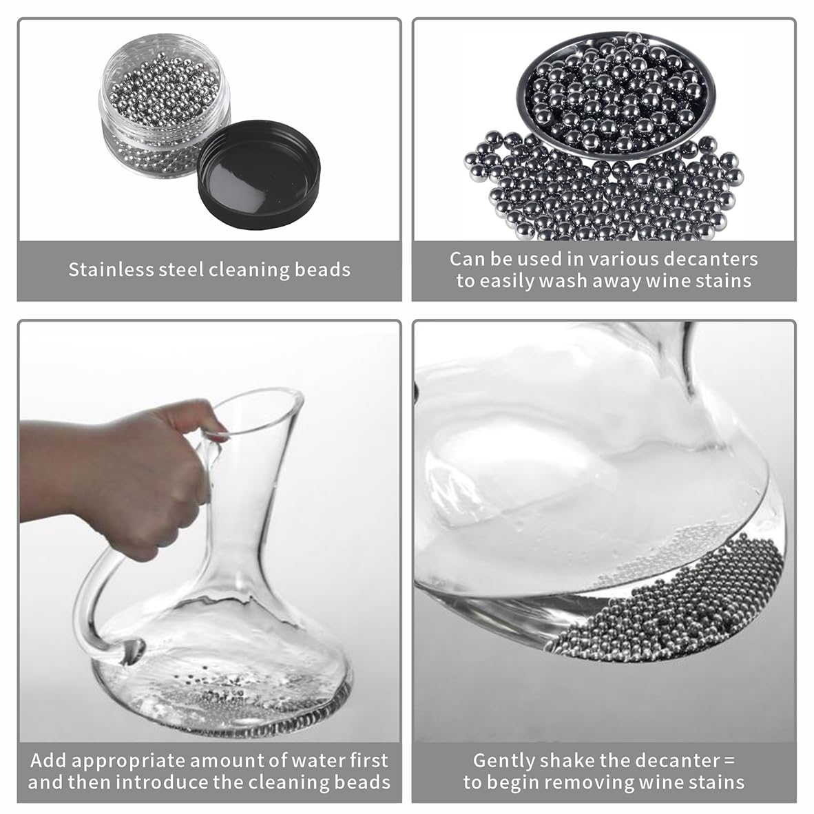 Wine Decanter Drying Stand with Cleaning Brush and Decanter Cleaning Beads,Wine Decanter Drying Rack with Rubber Coated Top to Prevent Scratches.Decanter Cleaner for Standard Large Wine Decanters.