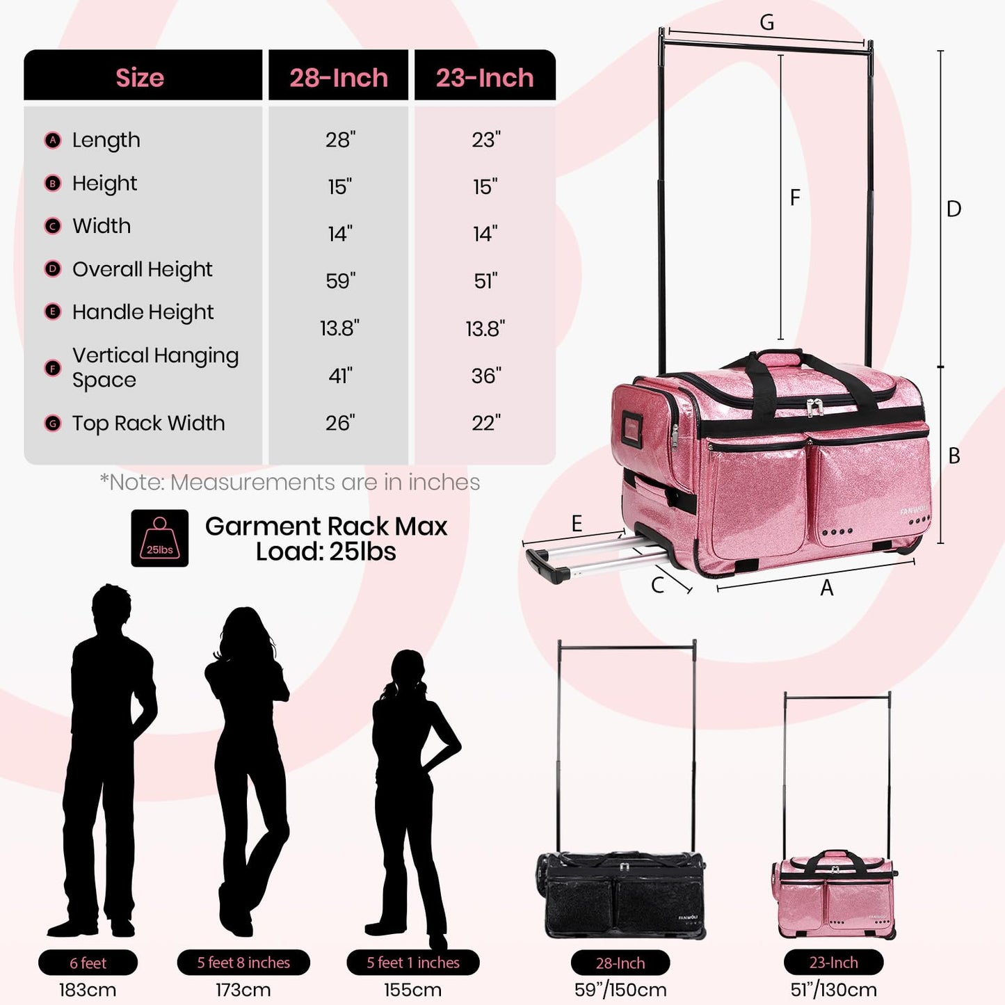 Fanwoli 23" Dance Bag with Rack and Dressing Room | Shine-Bright Collection | 360 Privacy Curtain | Ideal Competition Duffle Bag for Dancer Cheerleader Little Princess (Including Curtain)