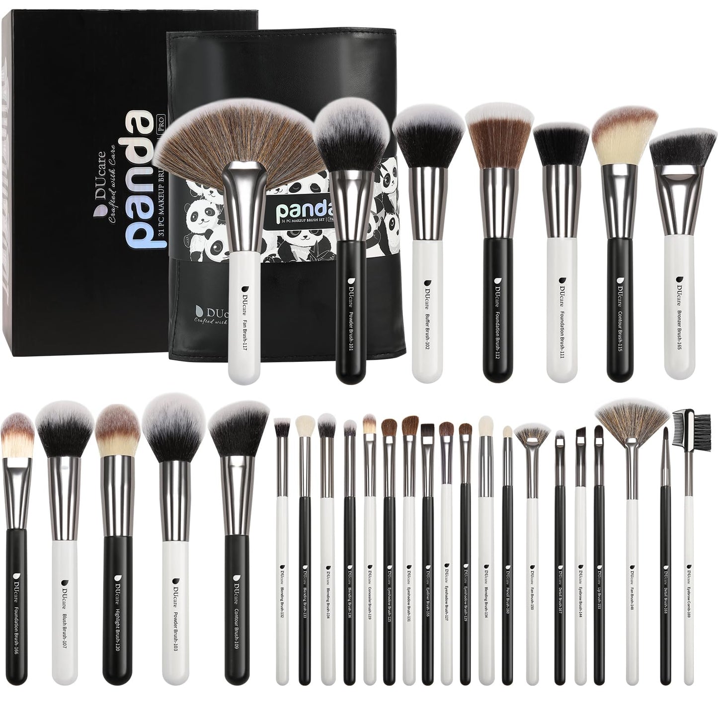 DUcare 31Pcs Pro Makeup Brushes Set with Organizer Dense Ultra Soft Bristle Luxury Make up Brushes for Foundation,Face Blending Powder, Contour, Bronzer,Highlight, Concealer, Eyeshadow