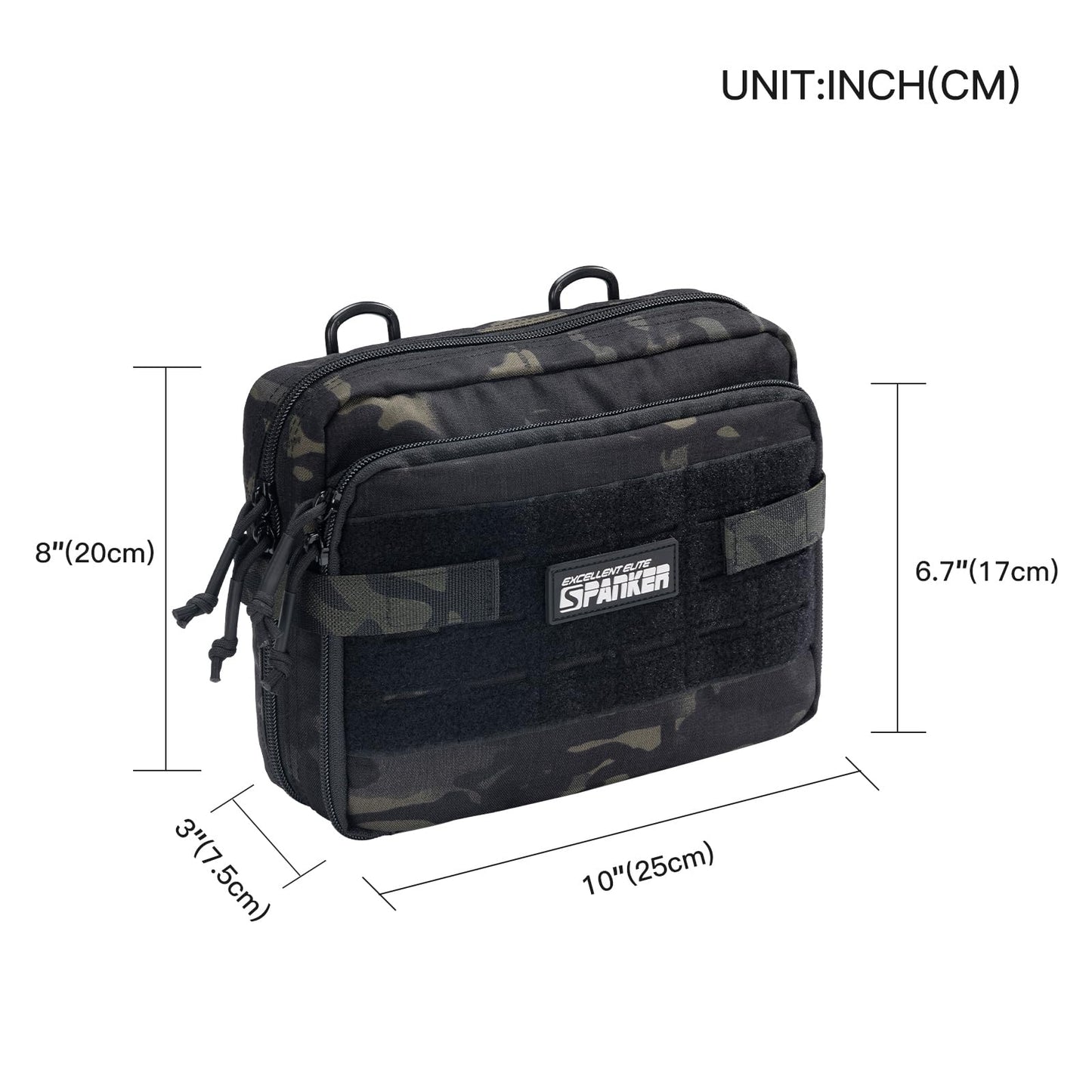 EXCELLENT ELITE SPANKER Tactical Molle Admin Pouch Utility Organizer EDC Medical Bag Utility EDC Tool Pouch with Shoulder Strap Attachment Pouches Waist Bag (Multicam Black)
