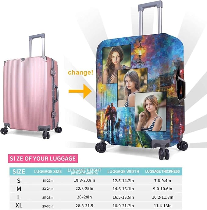 Personalized Luggage Suitcase Cover With Photo Dog Cat, Picture Custom Suitcase Cover, Custom Luggage Cover,[5 Backgrounds], (M (for 22--24 inch luggage))