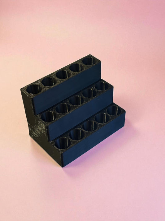 Gallery of Drip 2mL Perfume Sample Organizer – Tiered Display Holder for 15 Mini Fragrance Vials, 3-Tier Perfume Tester Storage Stand, Vanity & Desk Fragrance Sample Rack (Obsidian Black)