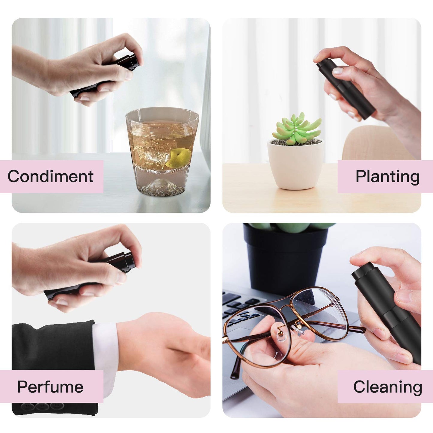 Tekson 5PCS 8ml Travel Perfume Atomizer Refillable, Mini Cologne Spray Bottle Empty, Small Aftershave Sprayer for Liquid Dispenser (Five Colors)