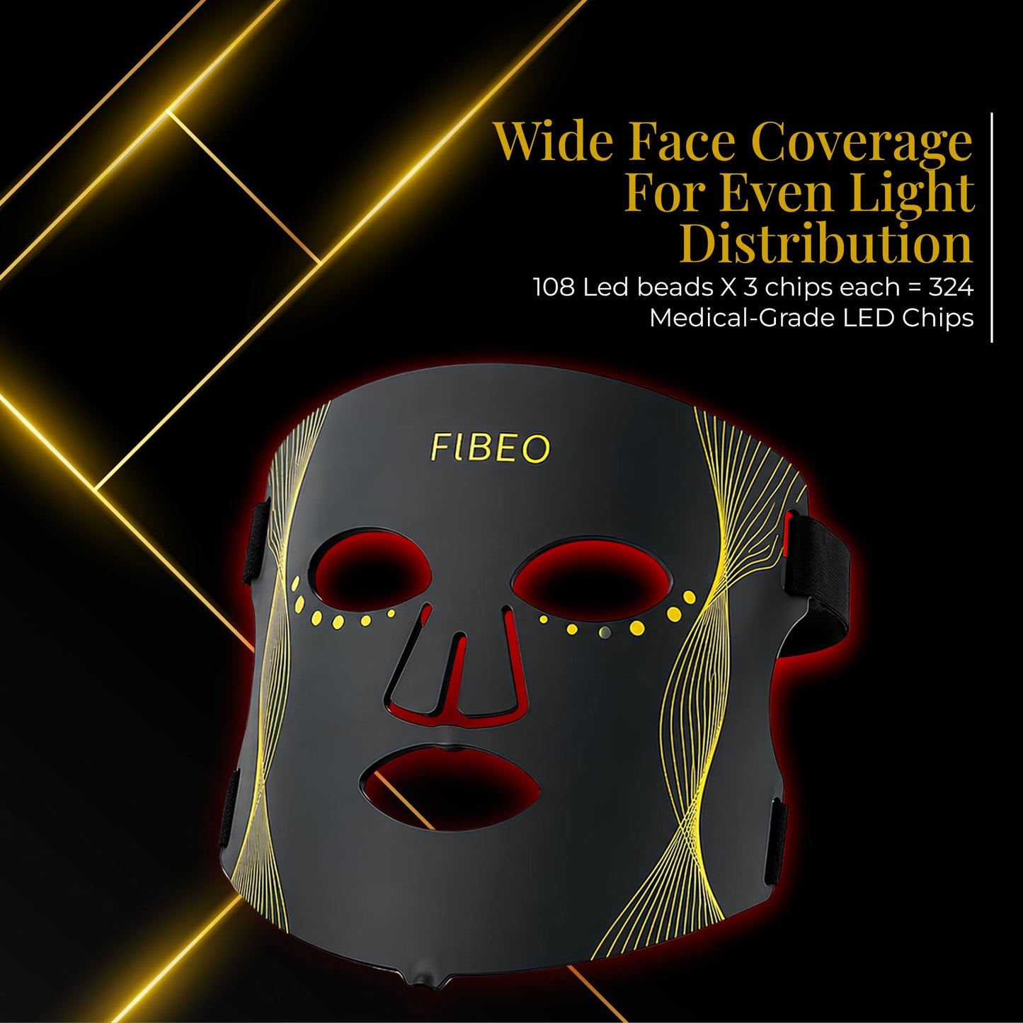 FIBEO LED Red Light Therapy Mask for Face, FDA-Cleared 630nm Red, 850nm Near-Infrared & 415nm Blue Light, 324 LED Chips, 3 Modes, 5 Intensity Levels, Remote Controller – At-Home Skin Care Device
