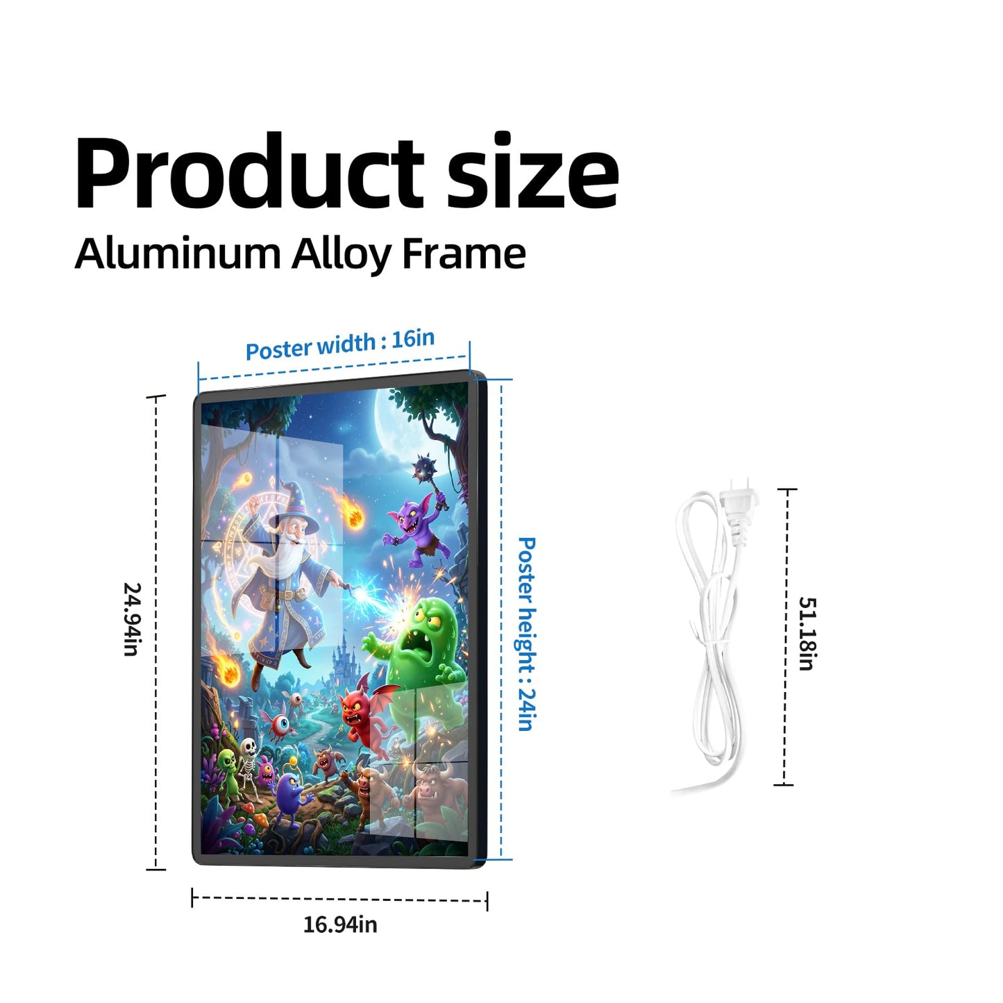 LYAYAN LED Backlit Light Box Frame for Movie Posters, 16 x 24 in, Black