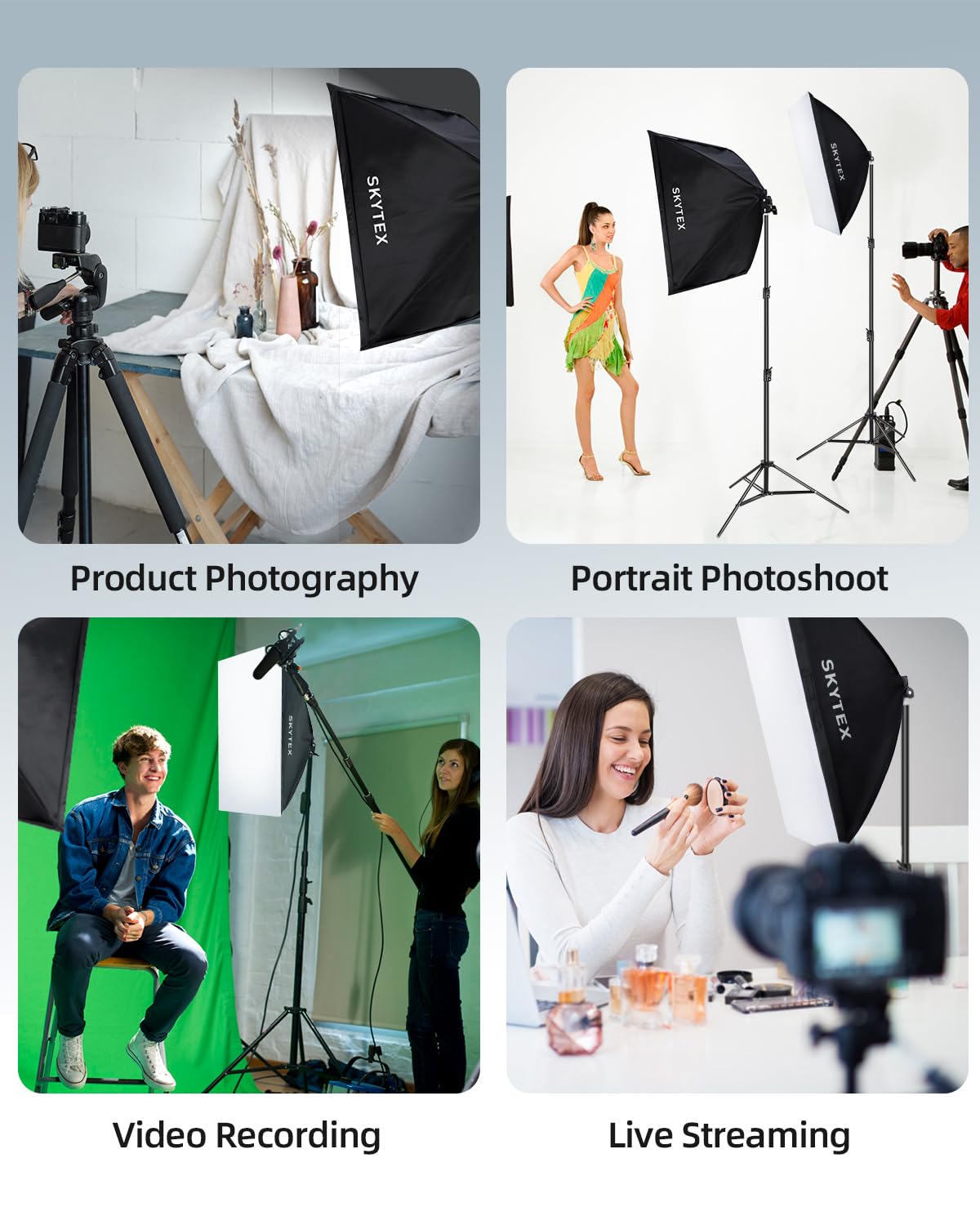 Skytex Softbox Lighting Kit 2Pack 20x28in Soft Box | 85W 2700-6400K E27 LED Bulb Continuous Photography Lighting, Photo Studio Lights Equipment for Camera Shooting, Video Recording