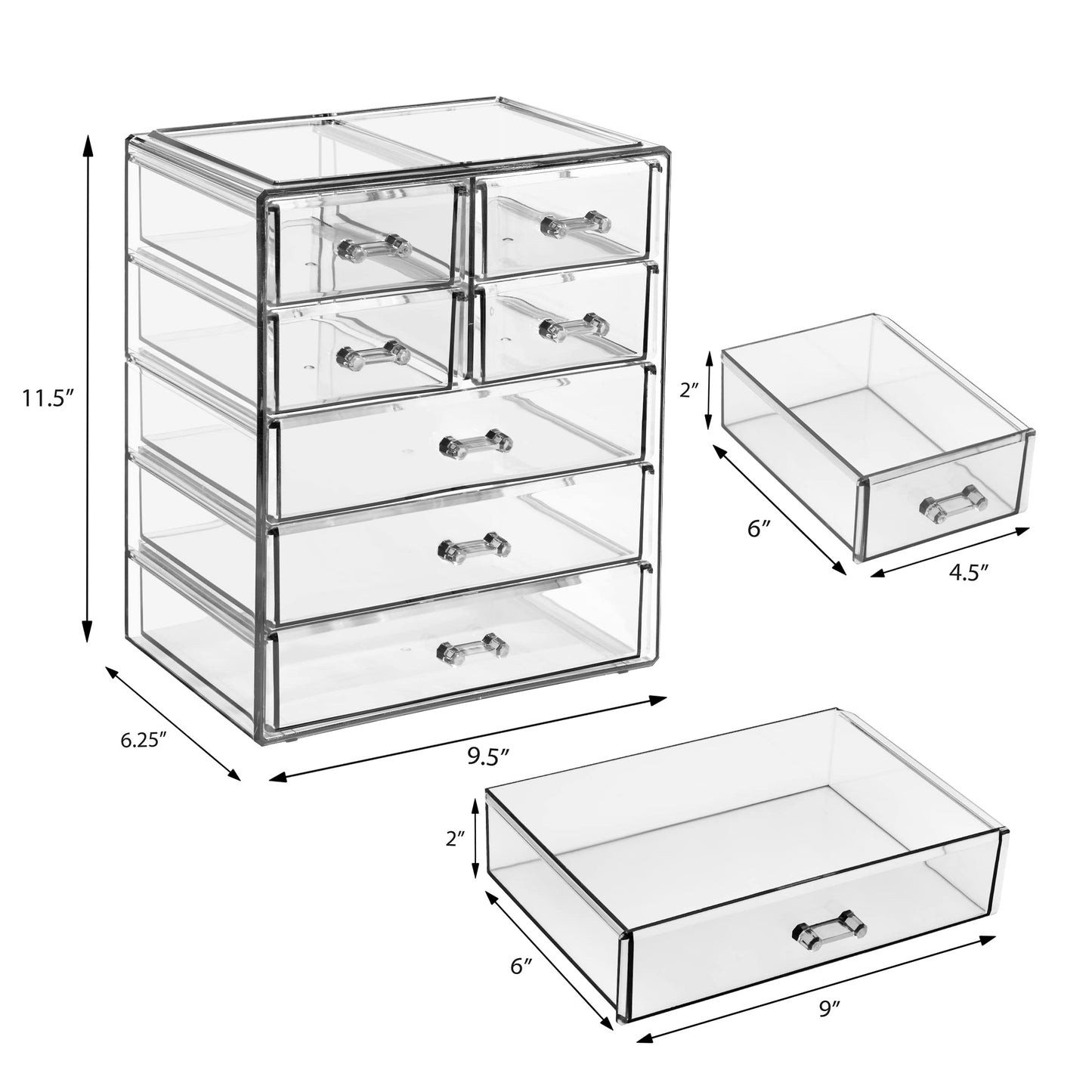 Sorbus Acrylic Makeup Organizer Set, 7-Drawer Vanity & Countertop Cosmetic Storage with Small & Wide Drawers, Clear Makeup Storage for Brushes, Lipsticks, Jewelry – Holiday Gift for Women & Teens