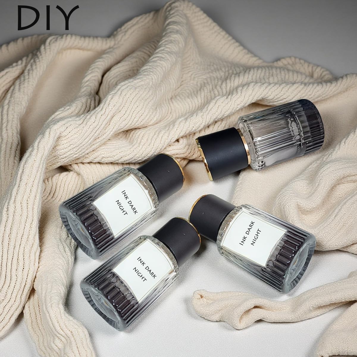 Rowcay 6 Pcs Travel Perfume Bottles Set,30ml Gradient Color Refillable Portable Glass Atomizers with Funnel and Dropper, Fine Mist Spray for Women Men Dispenser Fragrance Container Set (Black)