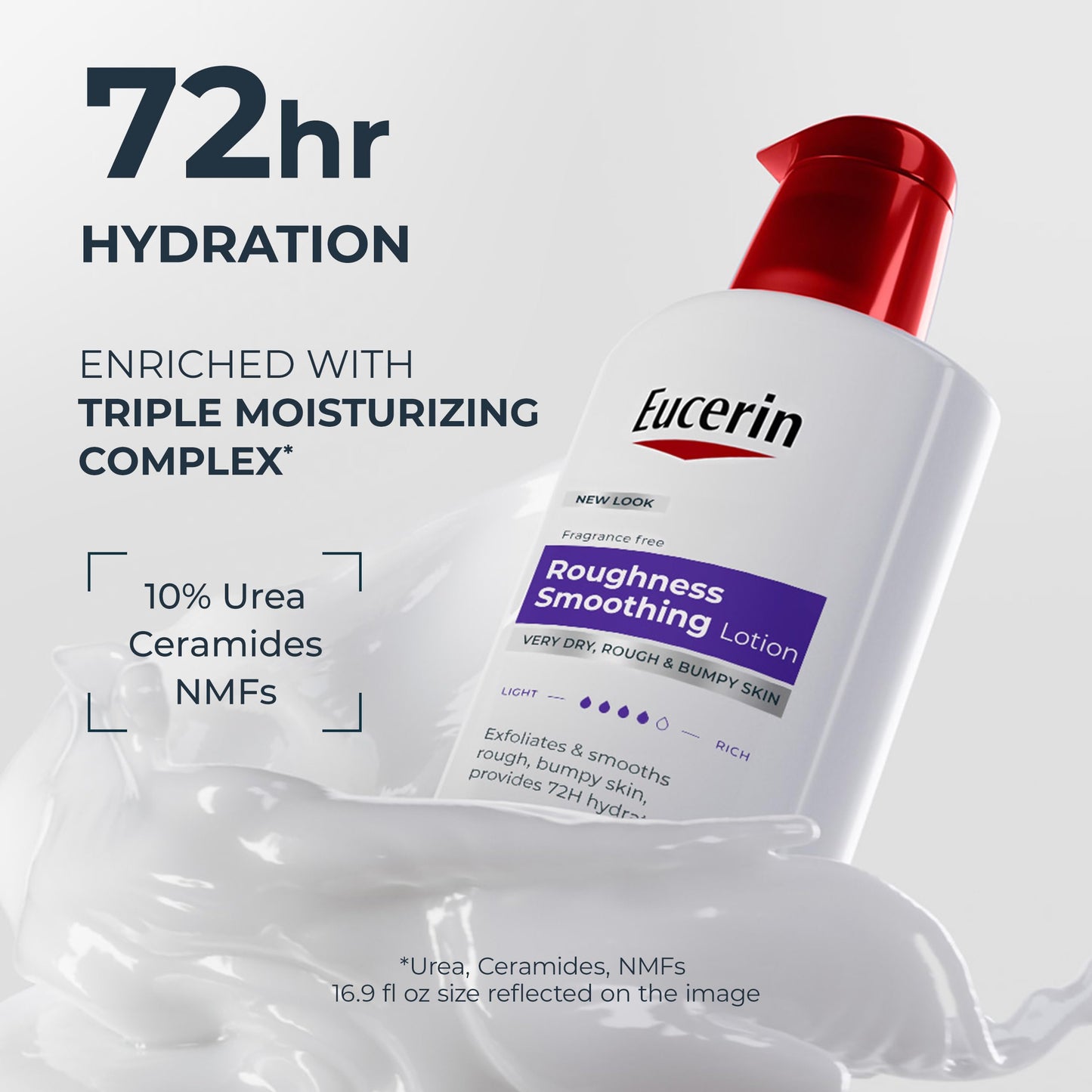 Eucerin Roughness Smoothing Body Lotion for Dry, Rough Skin, Urea Enriched Body Moisturizer, 16.9 FL OZ Pump Bottle