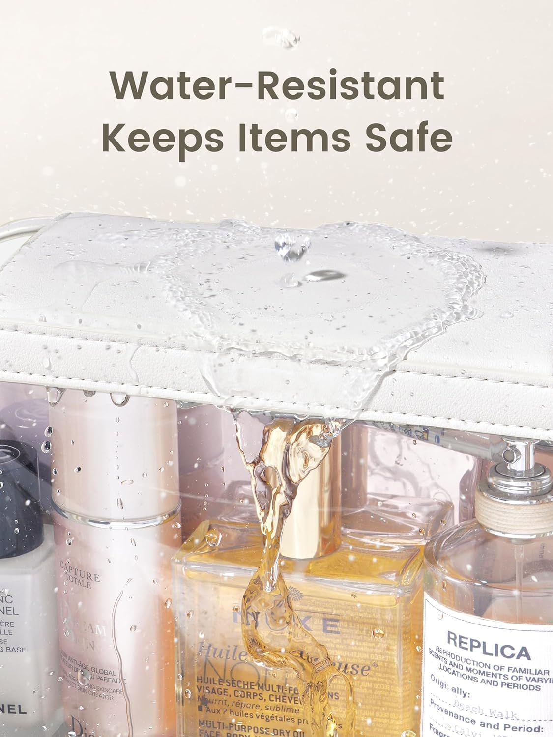 Camdeez Rownyeon Clear Makeup Case Toiletry Bag Multipurpose Travel Makeup Train Case Portable Cosmetic Organizer Transparent Storage Bag White