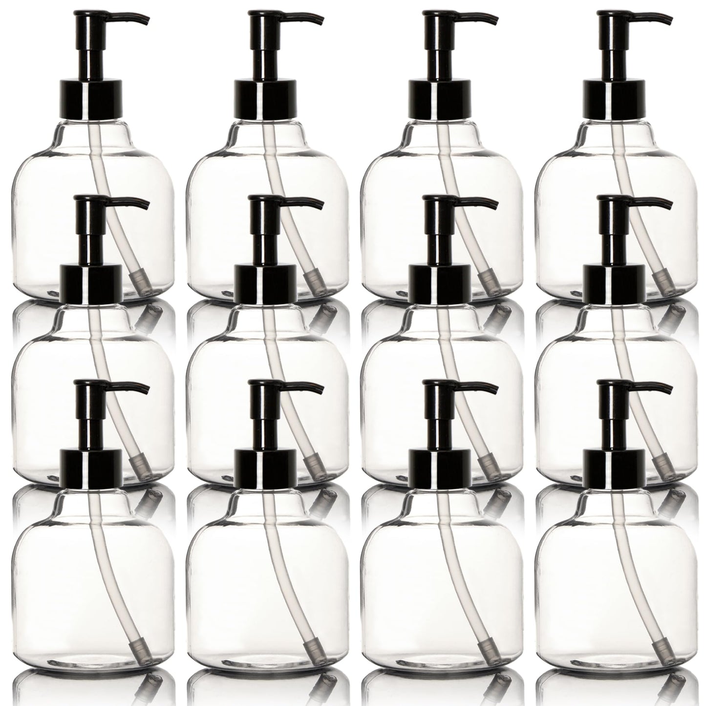 Youngever 6 Pack Plastic Pump Bottles, Clear Refillable Plastic Pump Bottles with Travel Lock (8 Ounce)