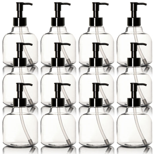 Youngever 6 Pack Plastic Pump Bottles, Clear Refillable Plastic Pump Bottles with Travel Lock (8 Ounce)