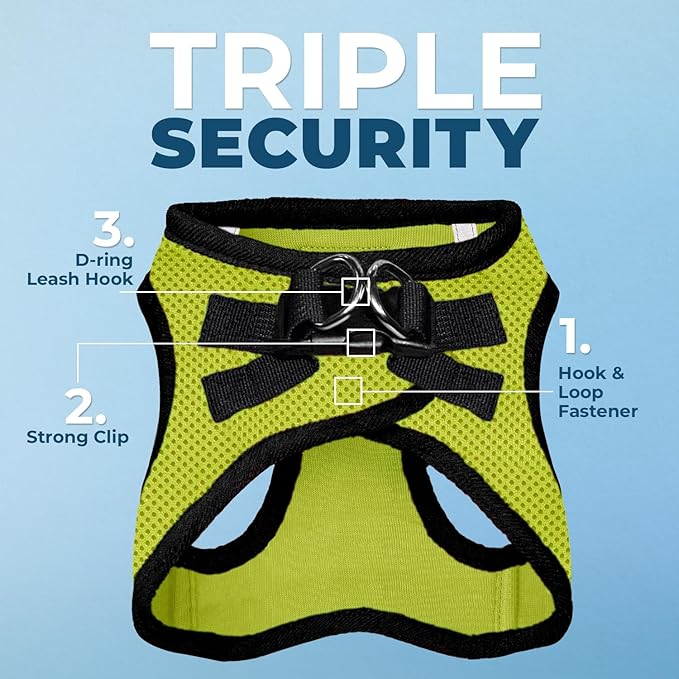 Voyager Step-in Air All Weather Mesh Harness and Reflective Dog 5 ft Leash Combo with Neoprene Handle, for Small, Medium and Large Breed Puppies by Best Pet Supplies - Lime/Black Trim, Medium