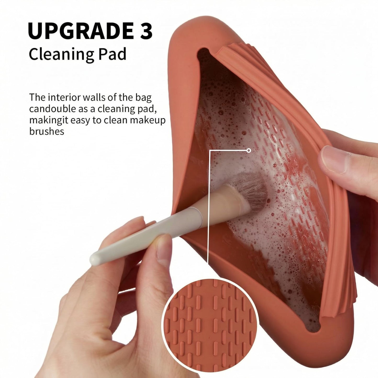 AGIKET Silicone Makeup Brush Holder Travel Cosmetic Bag：Soft Portable Cosmetic Face Brushes Holder with Upgrade Anti-Fall Out Magnetic Closure, Large Travel Makeup Brush Case - Brown
