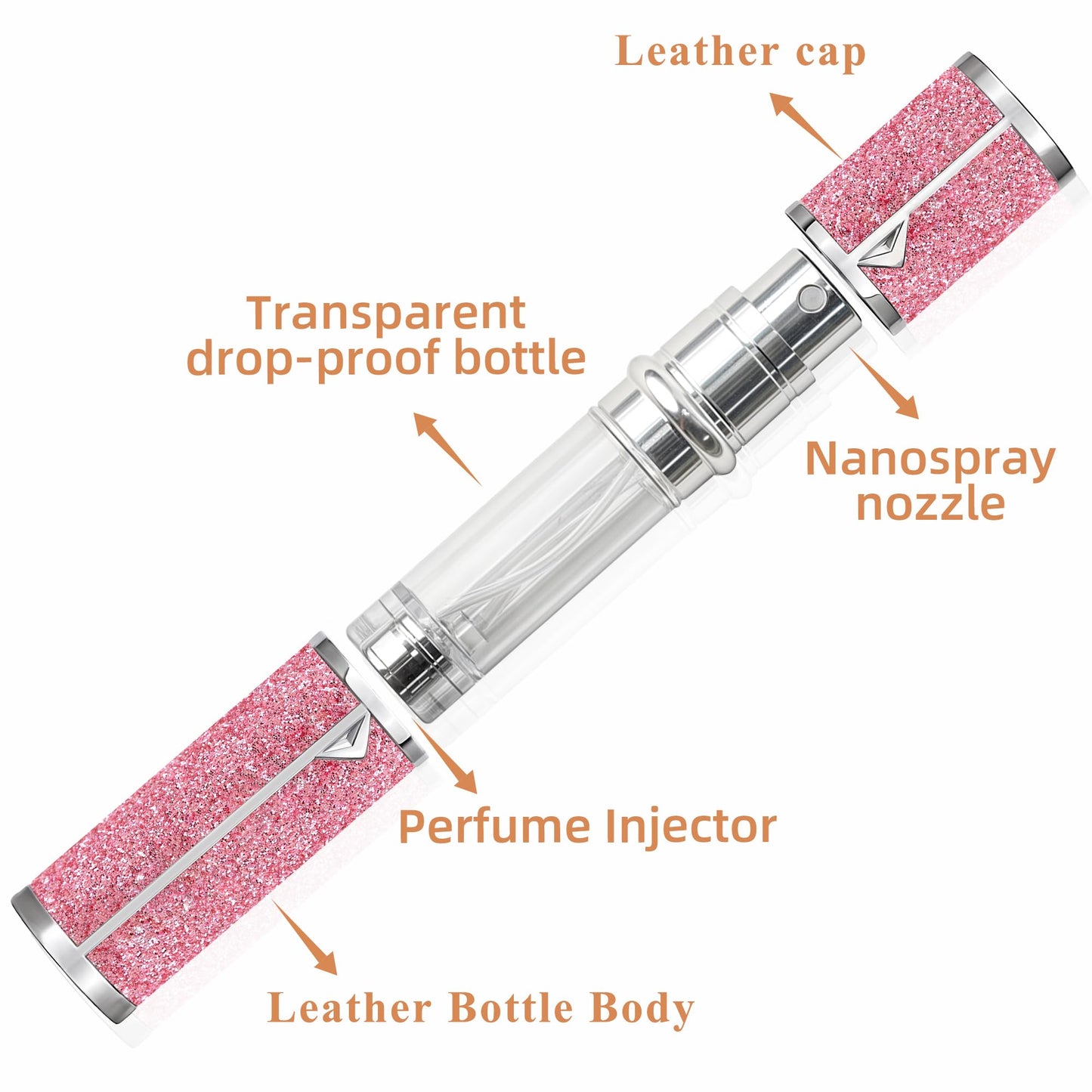 muilsae AB00DB 5ml Leather Perfume Atomiser Refillable, Bottom Fill Perfume Bottle, Portable and Leak-proof Suitable for Women and Men (AB00DB 5ml)