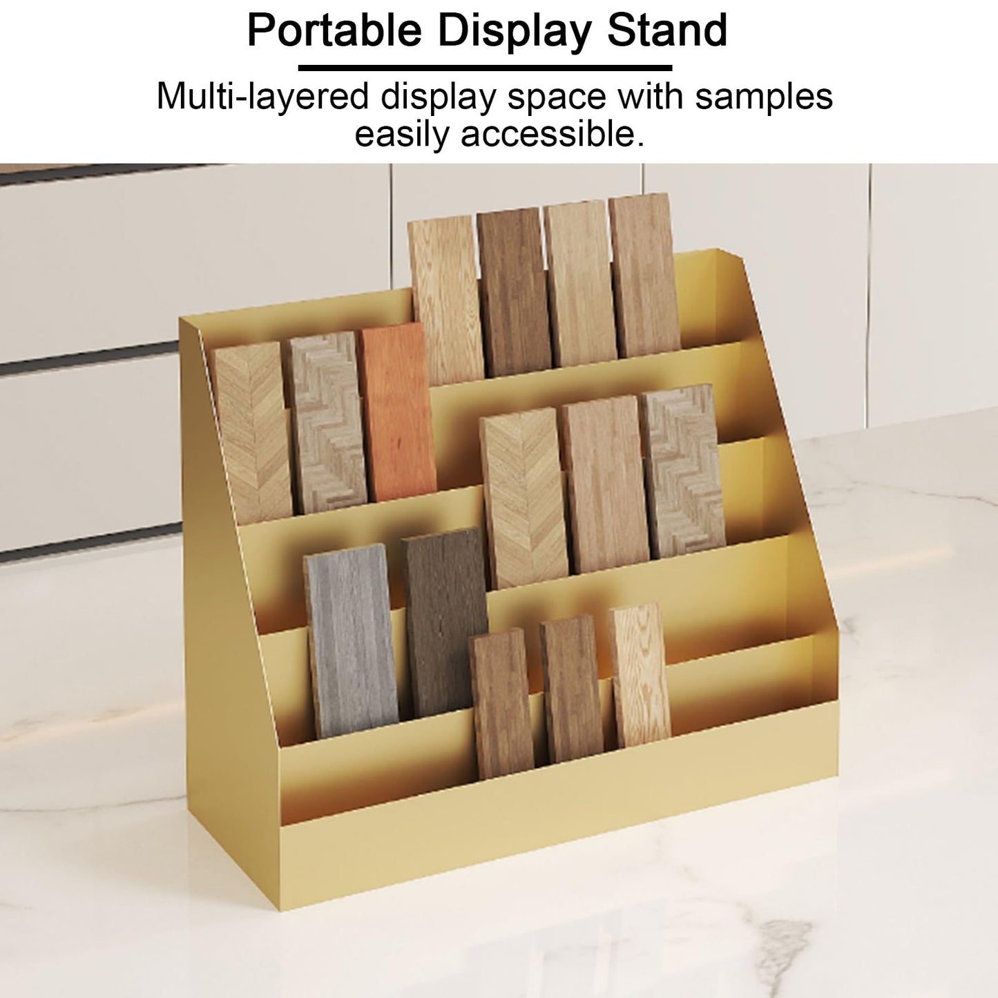 JLLEIZYZ Display Stand, Retail Displays Shelf, Thickened Steel, Large Capacity Tilted Storage, Suitable for Exhibition Halls/Shopping Malls(Gold,56x18x35.5cm/22x7x14in)