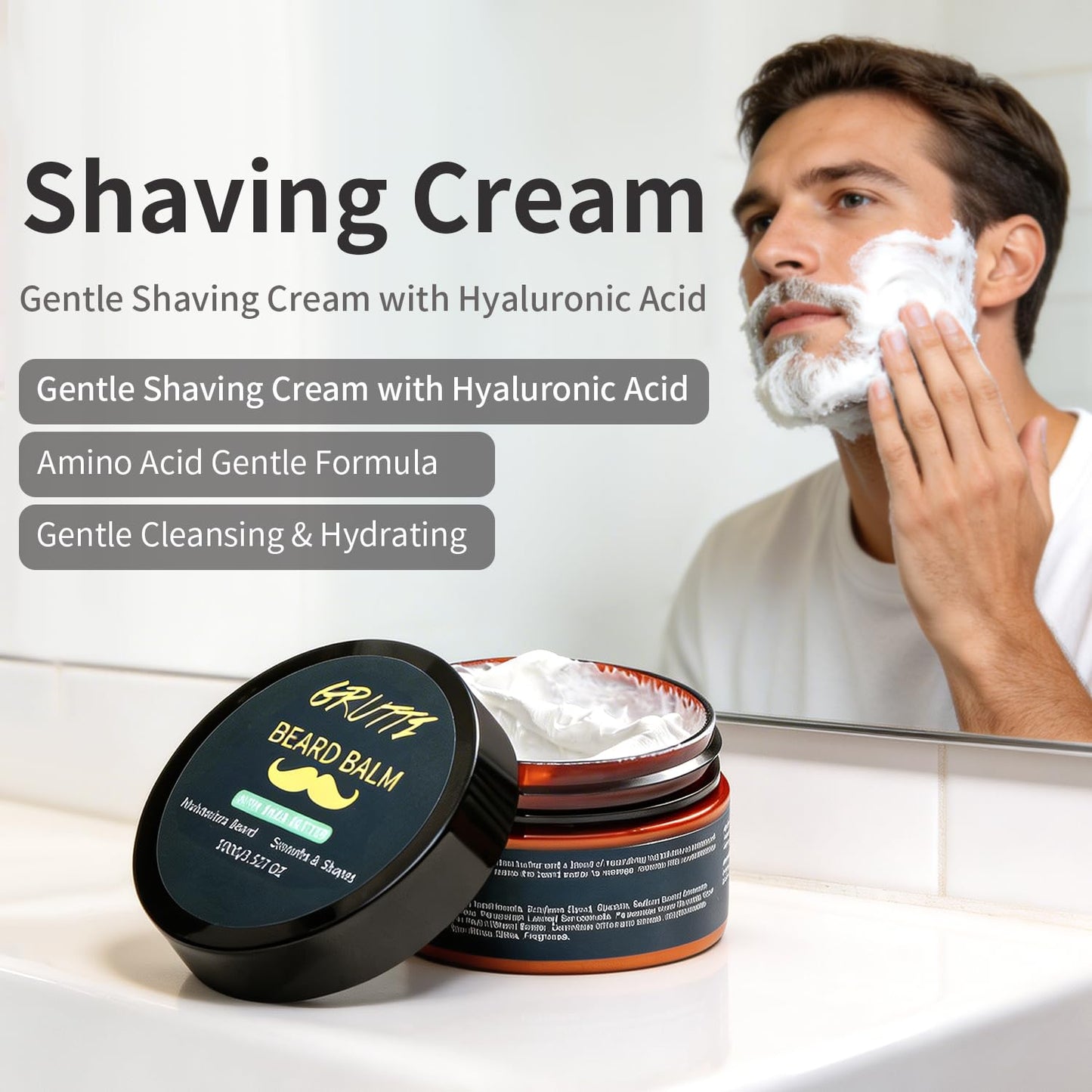 Shaving Brushes Kit for Men, Include Shave Balm, Brush & Bowl, Fashion Shaving Kit - Christmas Birthday Anniversary Valentine's Father's Day 3-Piece Gift Kit for Dad Men Friend Husband Boyfriend