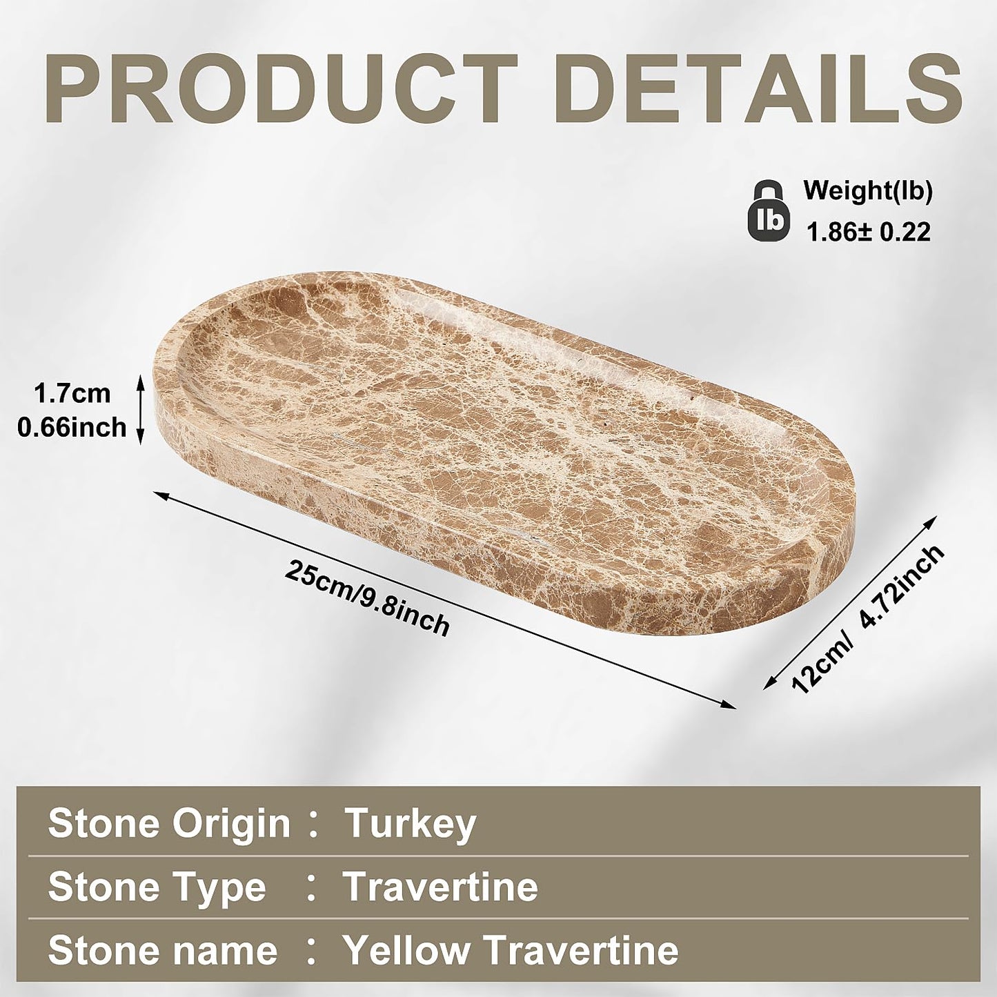 Stavorae Natural Marble Vanity Tray, Marble Tray for Bathroom countertop,Stone Tray for Storing Perfume, Cosmetics and Jewelry 9.8 * 4.7inch （Dark Brown）