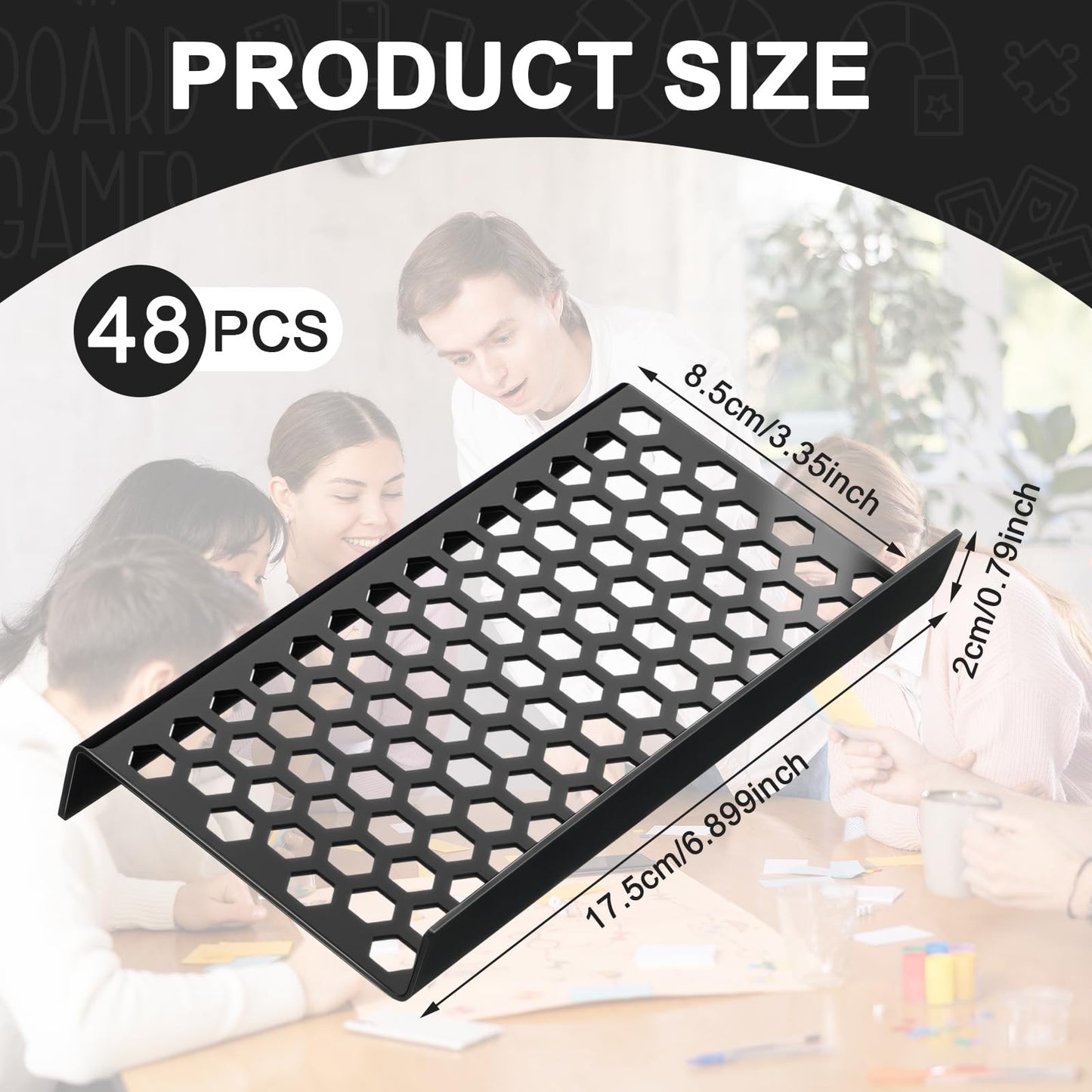 Yalikop 48 Pcs Trading Card Risers for Display Case Acrylic Modular Display Risers for Cardshow Vendor Sport Card Board Game (Honeycomb)