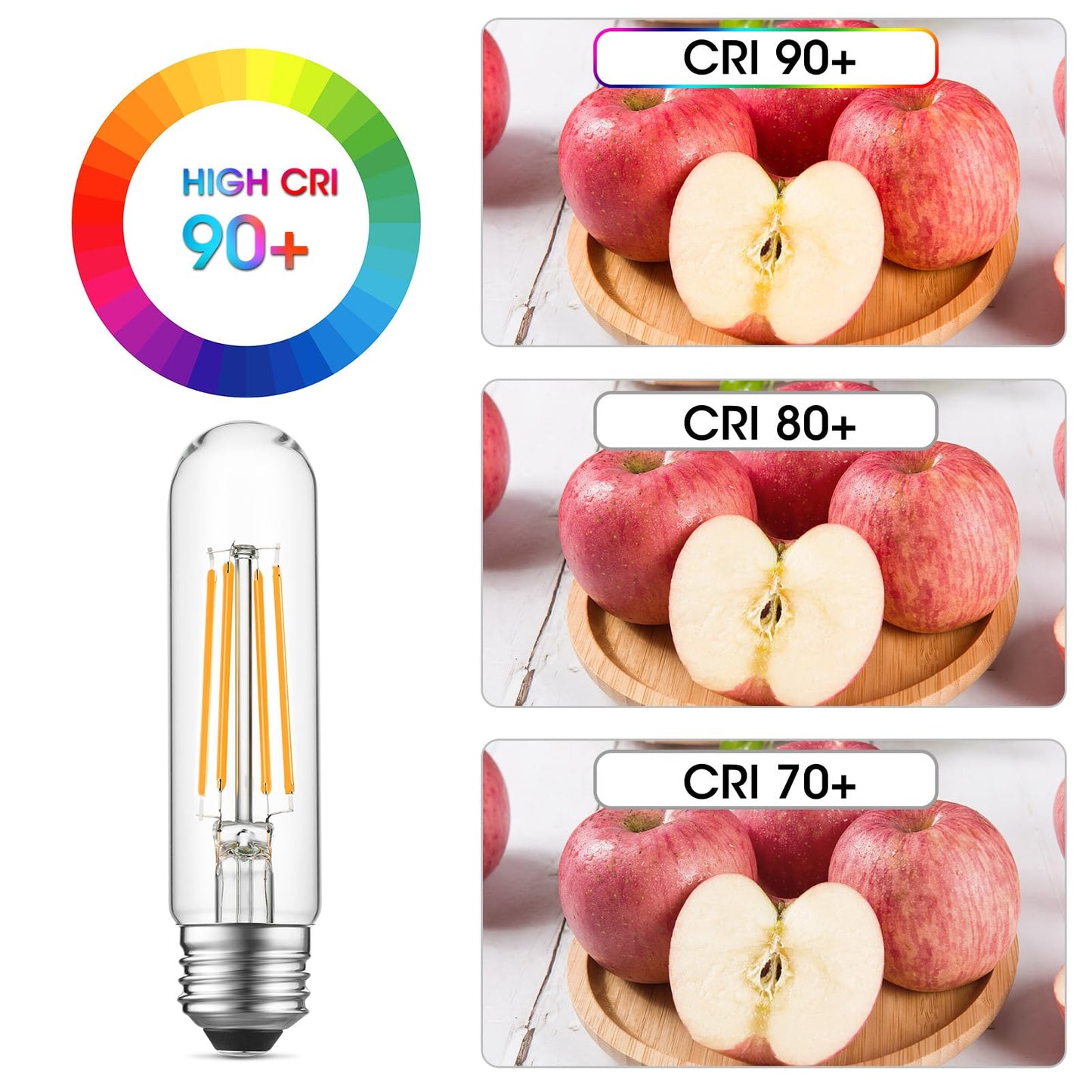 Gozelux Dimmable E26 LED Bulb 6W Equal 60 Watt Warm White 2700K E26 Edison AC120V 750LM Tubular T9 T10 LED Light Bulb for Rustic Pendant, Chandeliers, Wall Sconces, Pack of 8