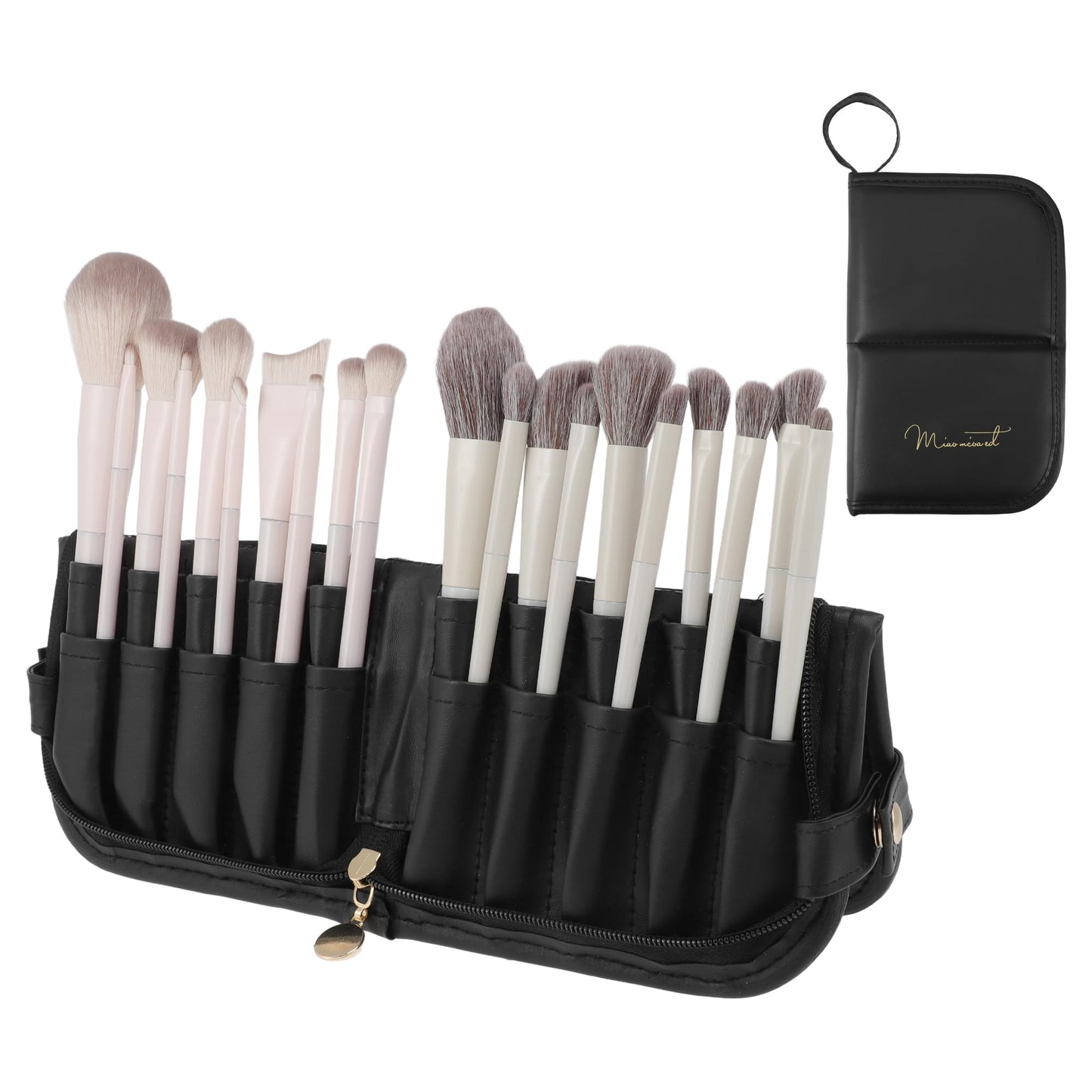 CAPASTEC Makeup Brush Bag, Waterproof Stand-Up Makeup Brush Organizer, Travel-Friendly Design, Black