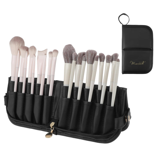 CAPASTEC Makeup Brush Bag, Waterproof Stand-Up Makeup Brush Organizer, Travel-Friendly Design, Black