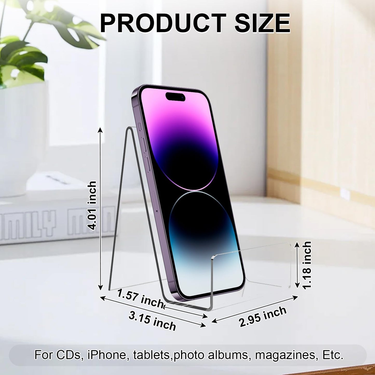 Airsnigi 20 Pcs Acrylic Book Display Stand 4''×3'' Clear Acrylic Easel for Display Stand with Ledge Tablet Holder Tablet Holder for Displaying Pictures, Books, Albums, Notebooks, CDs, Artworks