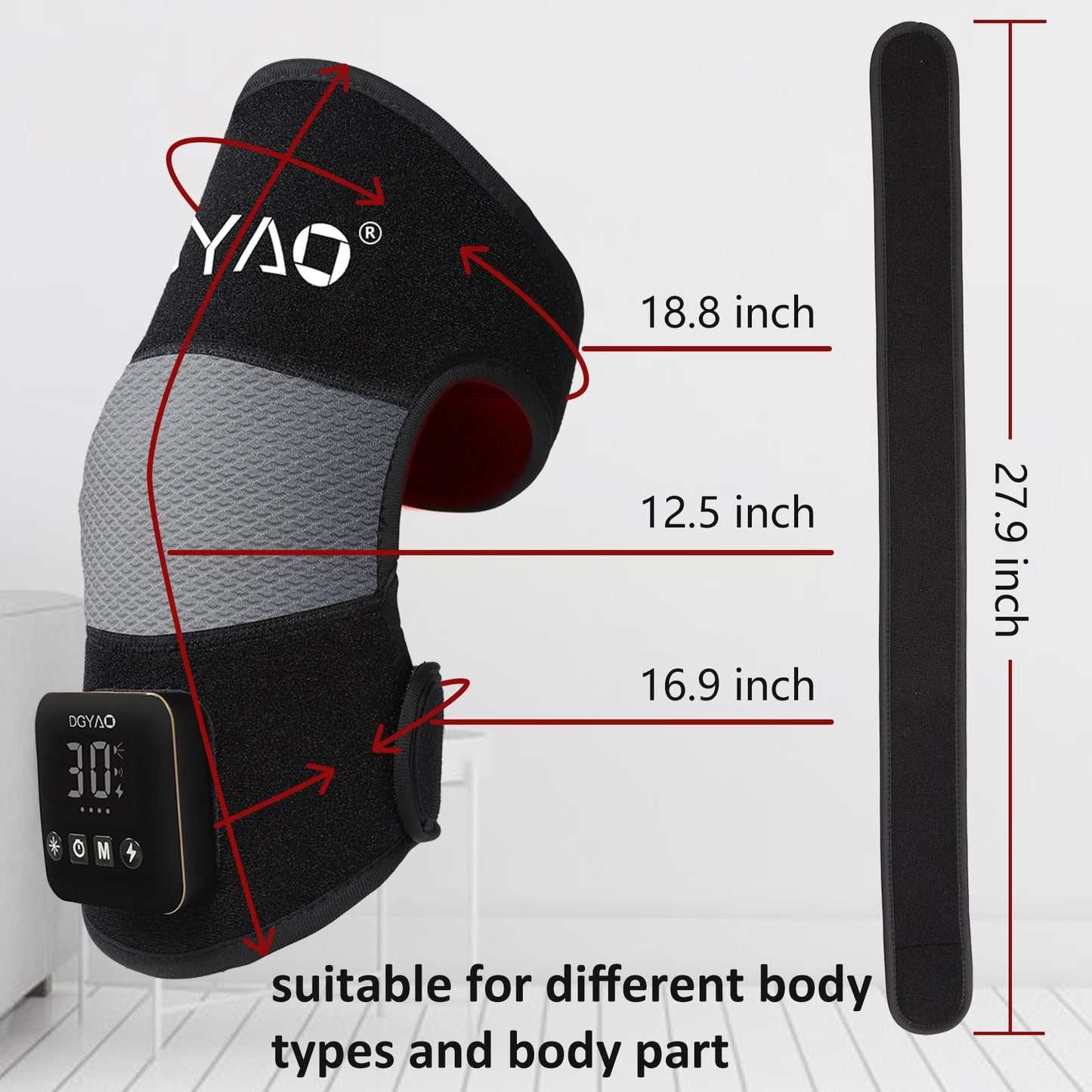 TUOYR Cordless Red Light Therapy for Knee Pain Relief 4000mAh Battery Portable Wireless Near Infrared Light Therapy Devices Wearable Wrap for Arm Elbow Muscle Relax Treatment Pad