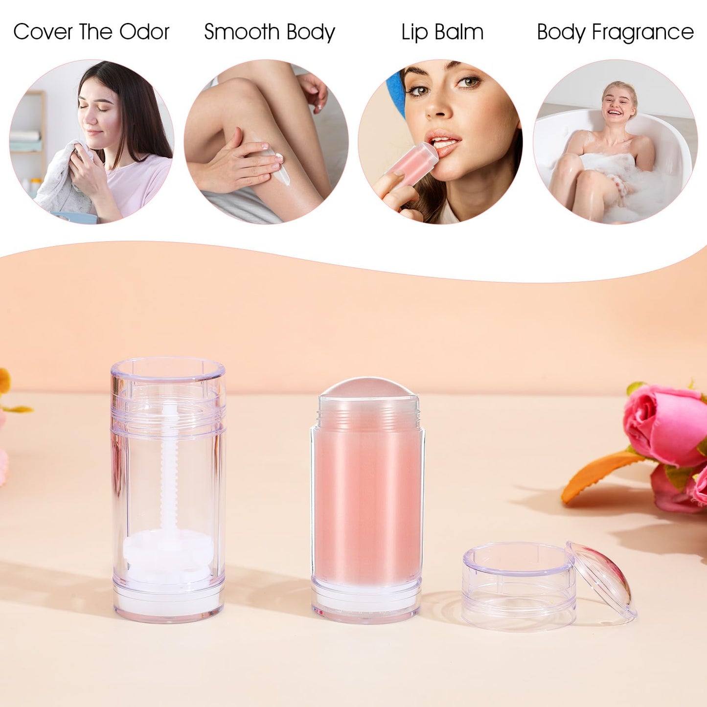 JIEYAO 30 Pcs Clear Empty Deodorant Containers, 1oz/30ml Twist-Up Refillable Lip Balm Tubes Bottom Fill Deodorant Bottles Tubes for DIY Lipstick Solid Perfume