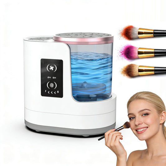 Electric Makeup Brush Cleaner Machine With Makeup Brush Dryer-Holder-Portable Automatic USB Cosmetic Brushes Cleaner Tool for All Size Beauty Makeup Brush Set,Eyeshadow, Blush Brush (White-A)