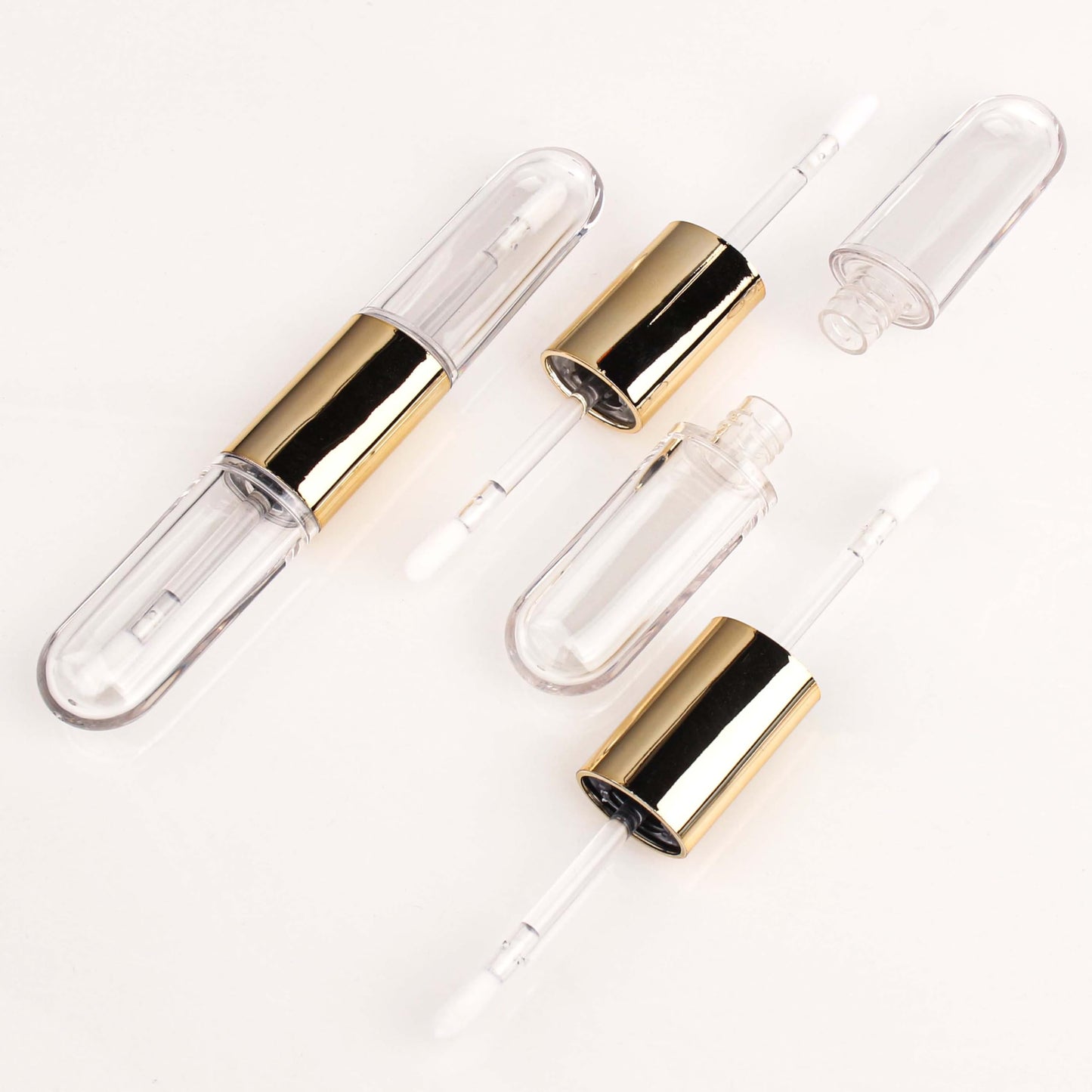 COSIDEA 12pcs Gold Flat 4ml*2 dual Ended lip gloss tubes 8ml double end lipgloss tube container