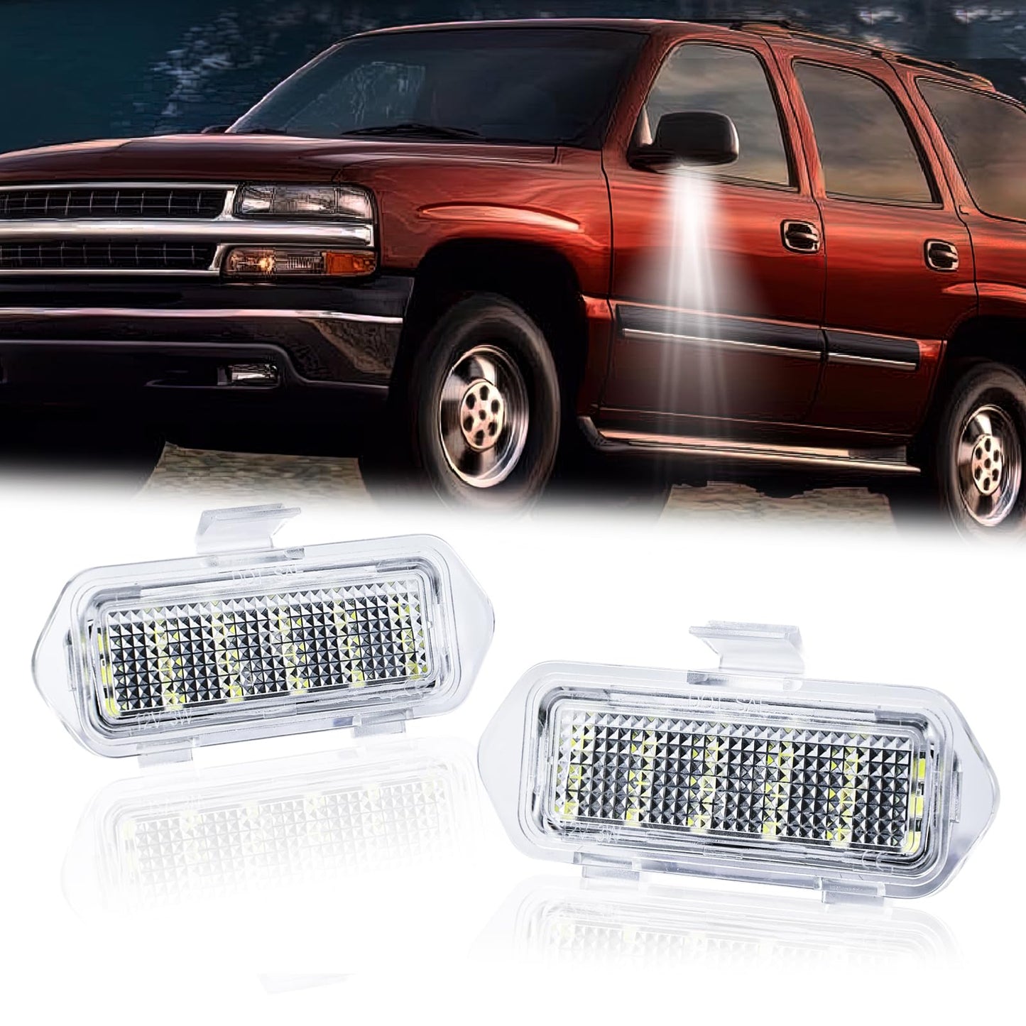 LED Puddle Mirror Lights for Chevy Silverado 1500 Classic Avalanche 1500 2500 GMC Sierra 1500 Classic Cadillac Escalade/Escalade ESV EXT Yukon XL 1500 2500, 6000K White
