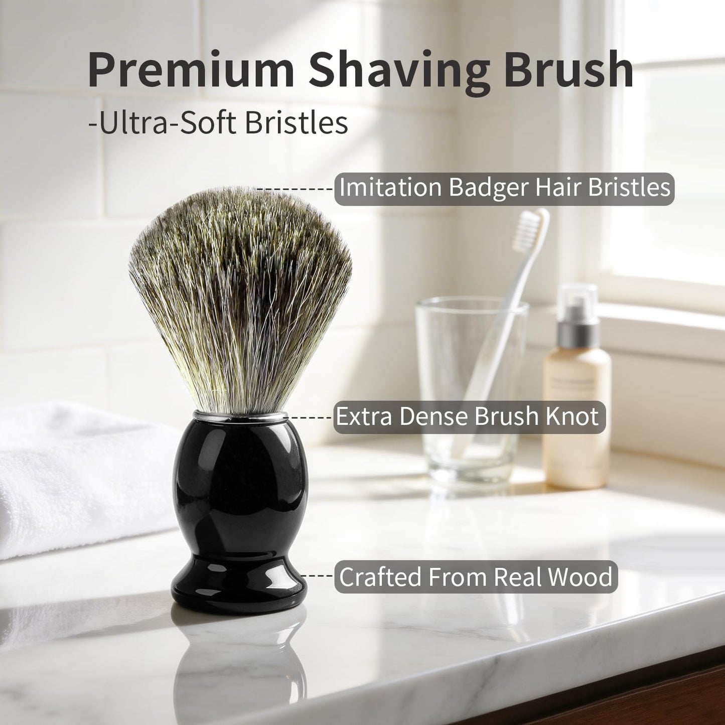 Shaving Brushes Kit for Men, Include Shave Balm, Brush & Bowl, Fashion Shaving Kit - Christmas Birthday Anniversary Valentine's Father's Day 3-Piece Gift Kit for Dad Men Friend Husband Boyfriend