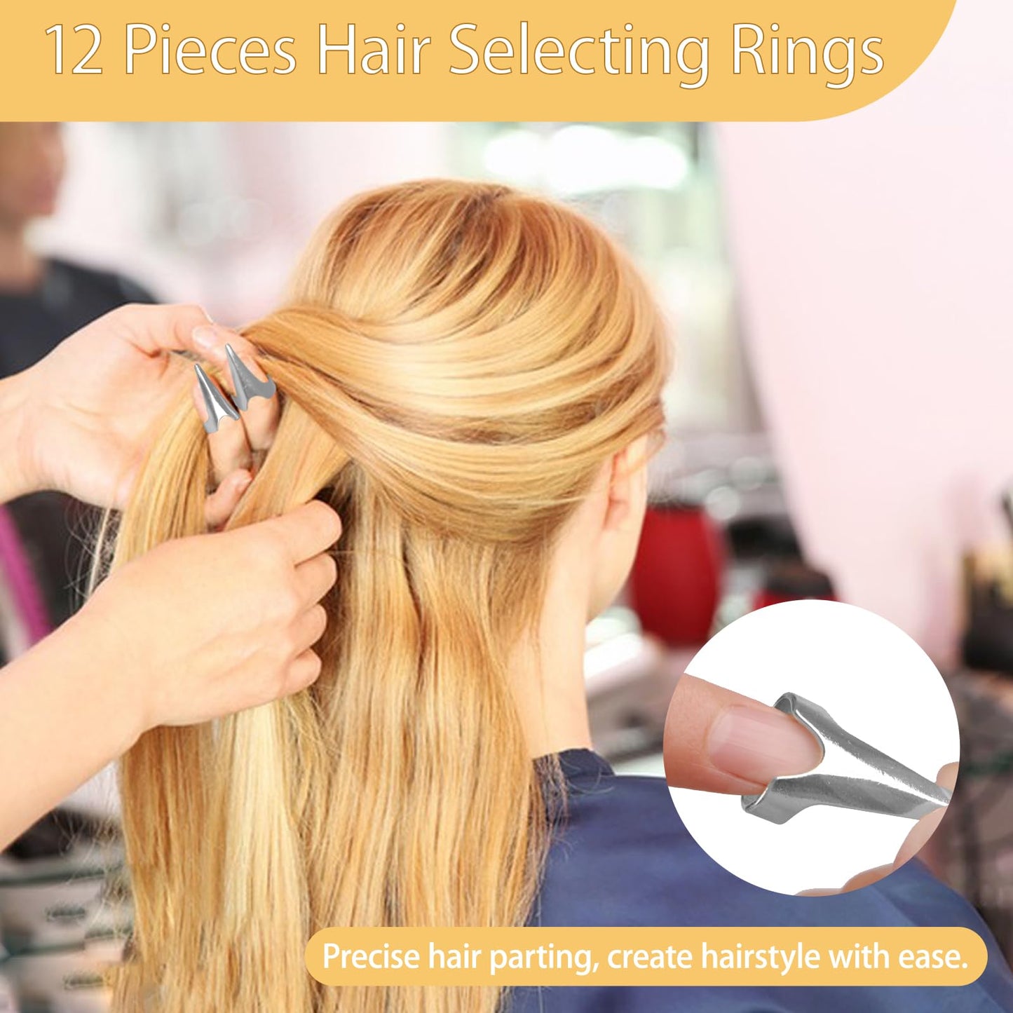 23 Pieces Hair Braiding Tools Set, Magnetic Wrist Pin Holder, Sectioning Clips, Rat Tail Combs, Hair Parting Rings for Braiding