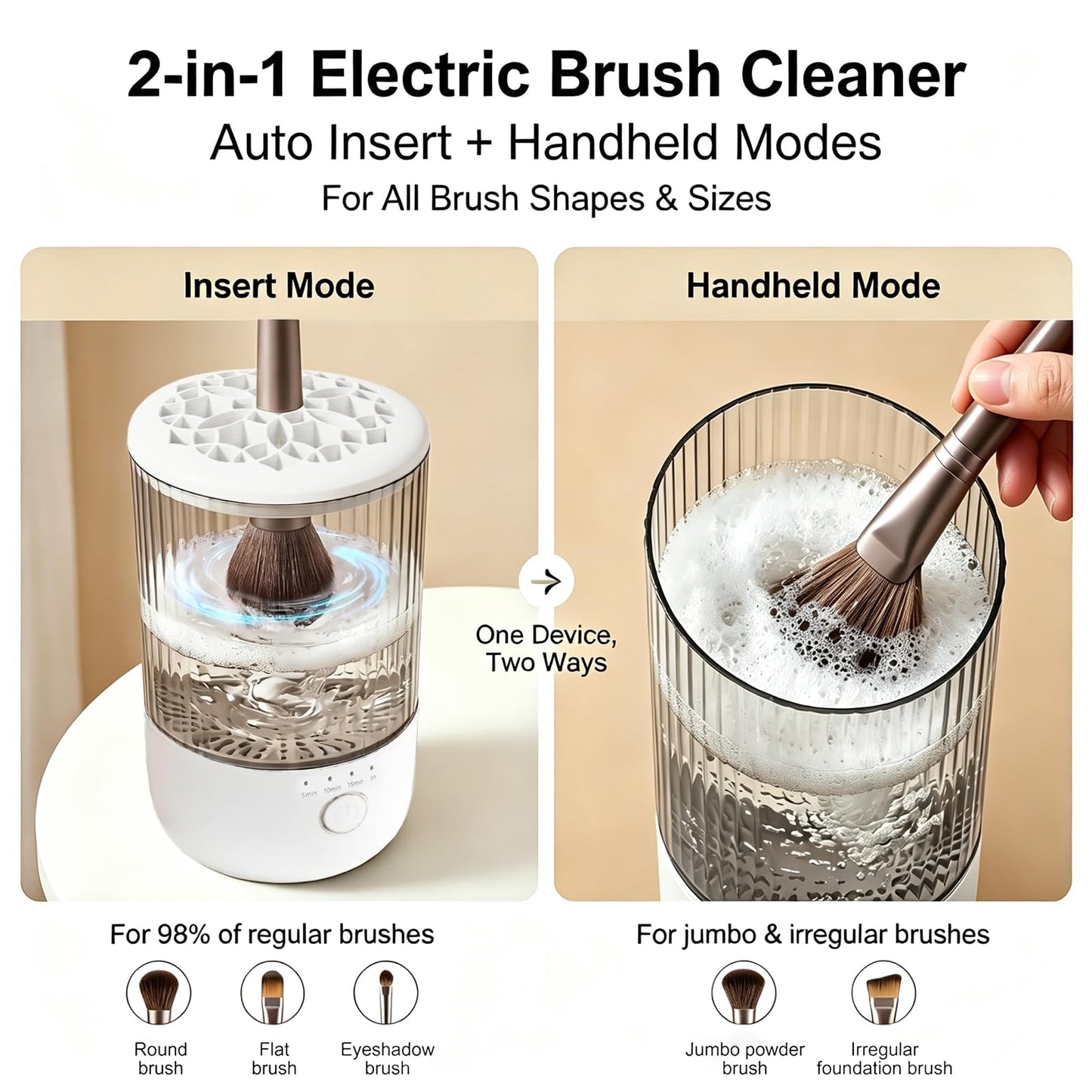 Luslife Electric Makeup Brush Cleaning Machine, Multi Functional Integrated Makeup Brushes Cleaner, One Click Start, Suitable for Various Makeup Brushes & Tools