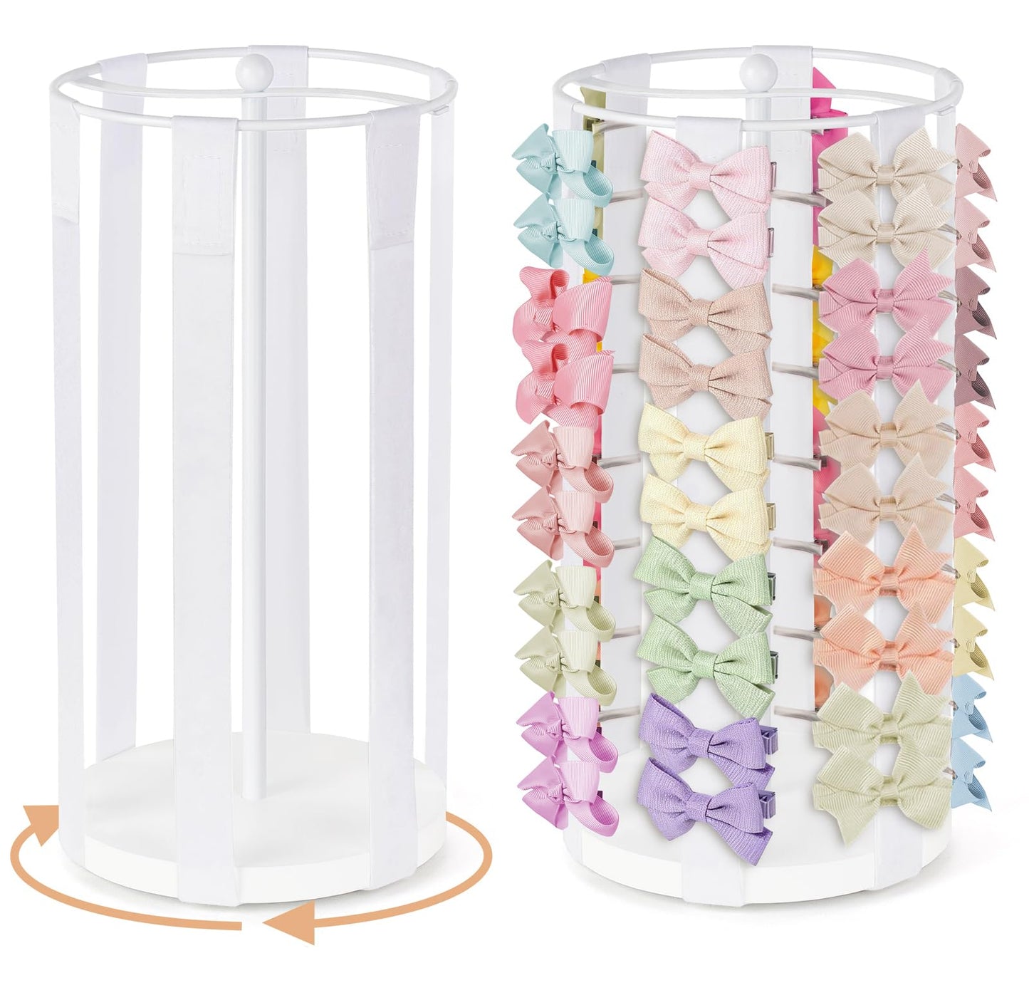 Dahey Bow Holder for Girls Hair Bows, Modern Hair Bow Organizer 360° Rotation Hair Accessories Organizer Storage Stand Display for Girls, White